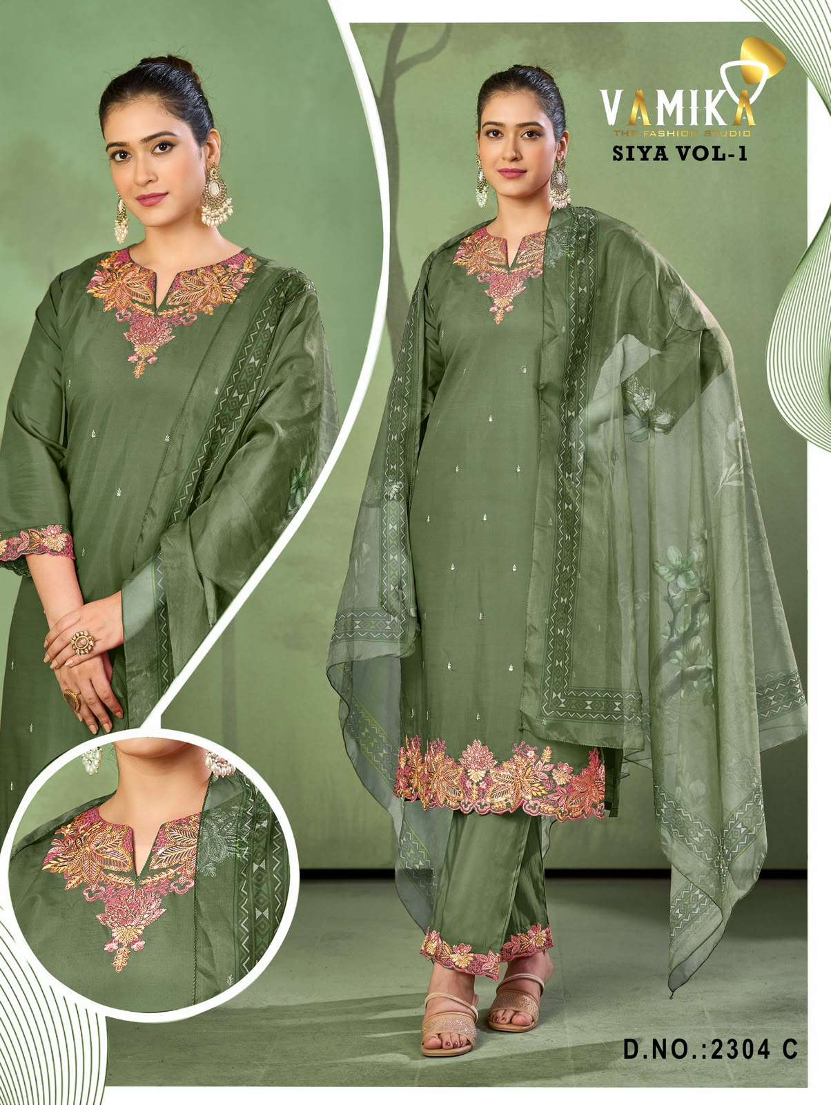 VAMIKA SIYA VOL 1 ROMAN SILK FANCY DESIGNER WORK READY MADE LADIES SUIT