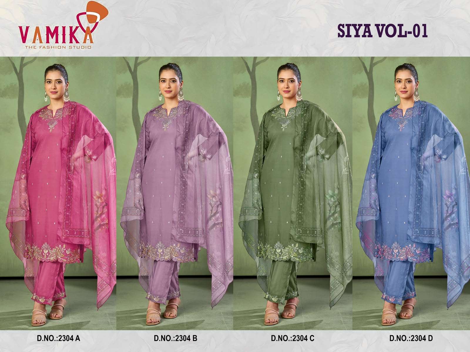 VAMIKA SIYA VOL 1 ROMAN SILK FANCY DESIGNER WORK READY MADE LADIES SUIT