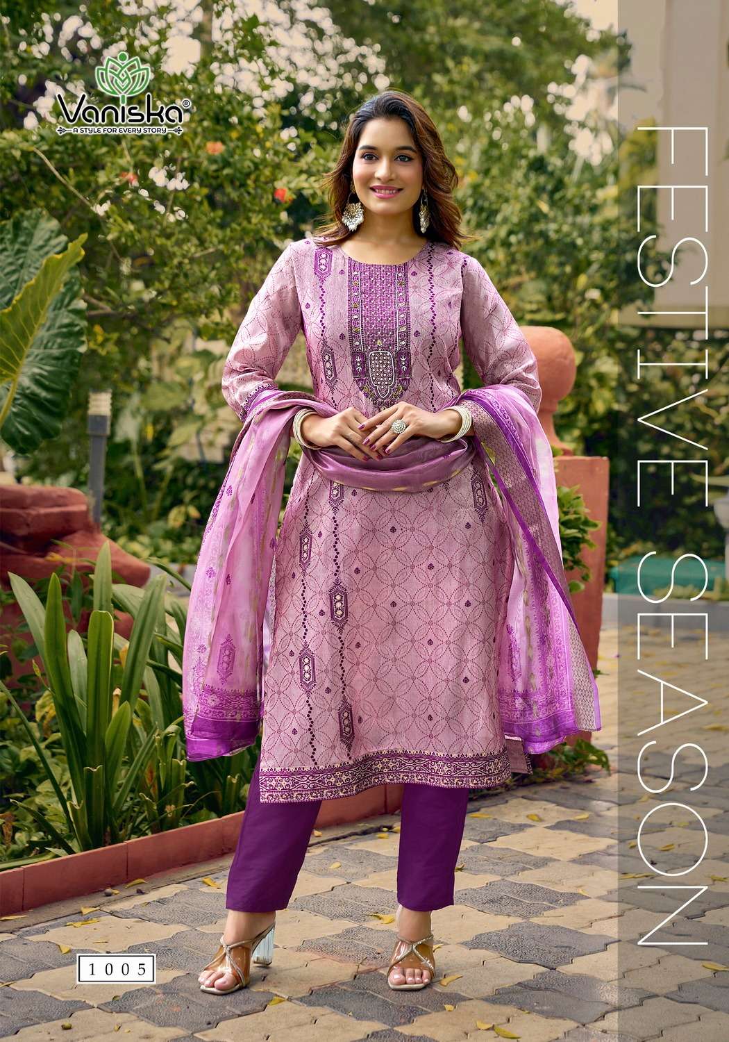 VANSIKA ️SIMMER VOL 1 SILK STRAIGHT STYLE  KURTI WITH PANT &  DUPATTA SET