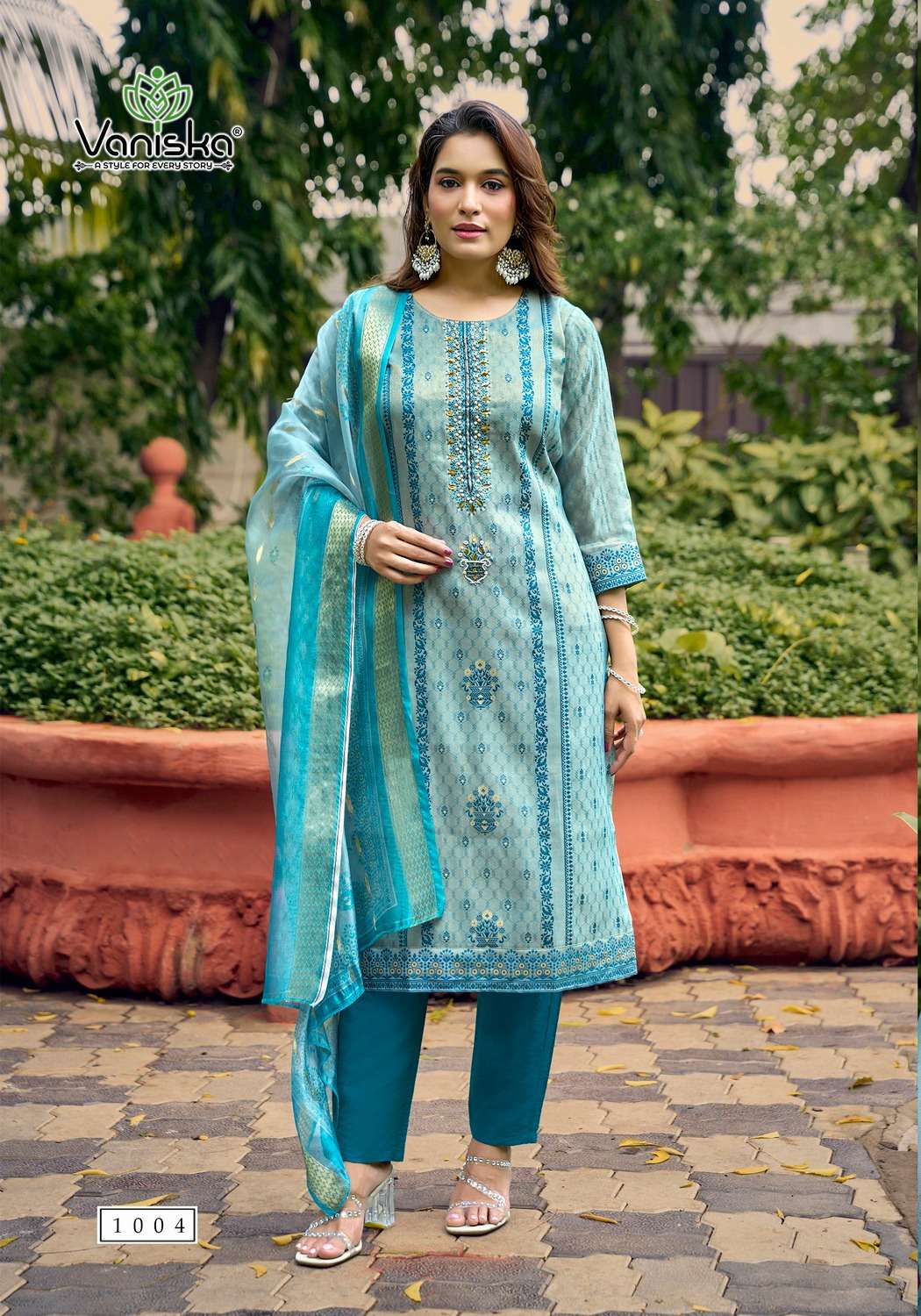 VANSIKA ️SIMMER VOL 1 SILK STRAIGHT STYLE  KURTI WITH PANT &  DUPATTA SET