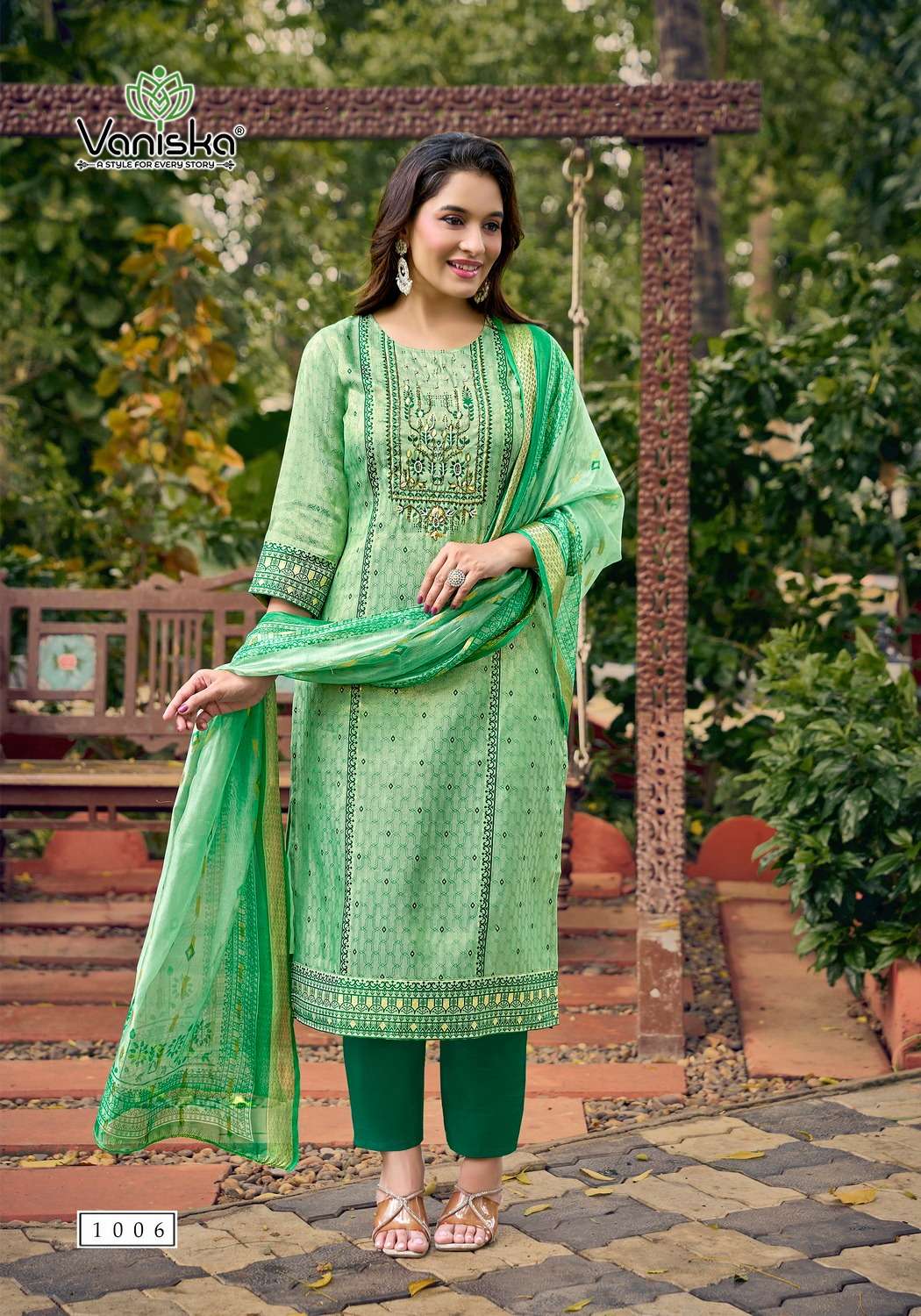 VANSIKA ️SIMMER VOL 1 SILK STRAIGHT STYLE  KURTI WITH PANT &  DUPATTA SET