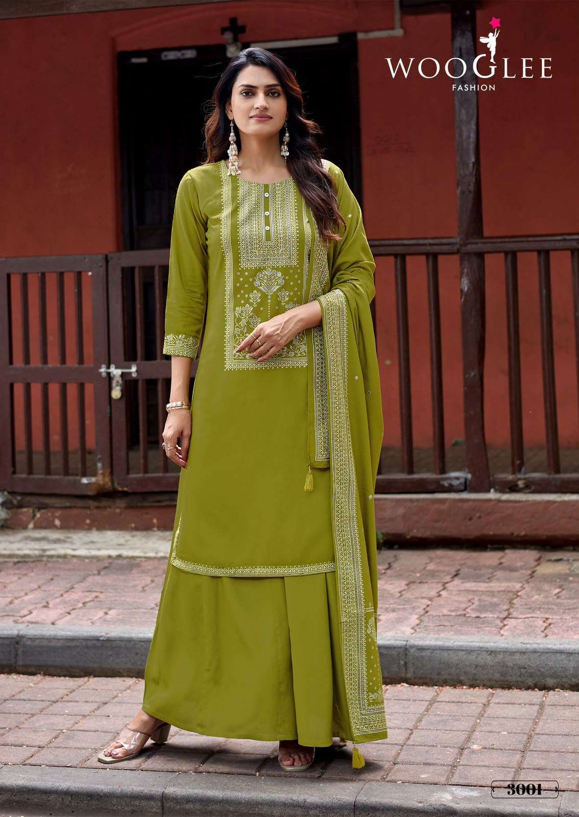 WOOGLEE MAHARANI RAYON FANCY EMBROIDERIES WORK LADIES 3PCS SET COLLECTION 