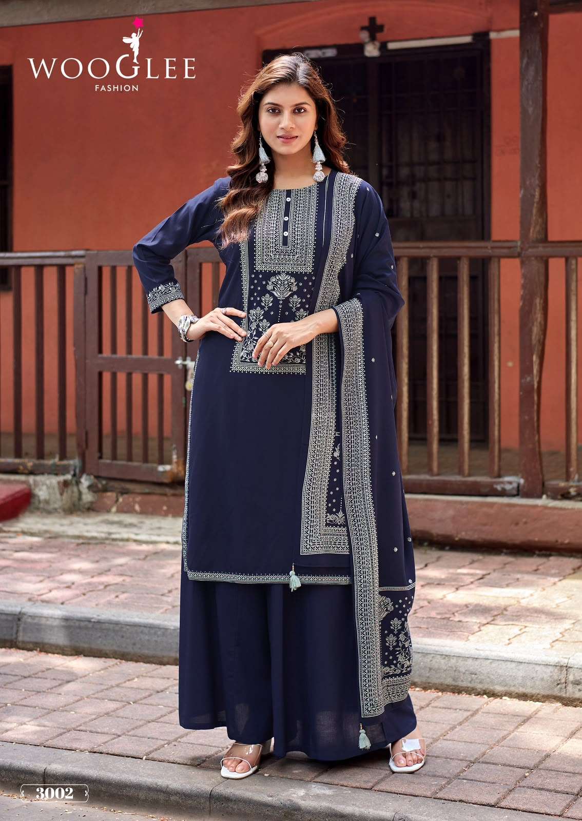 WOOGLEE MAHARANI RAYON FANCY EMBROIDERIES WORK LADIES 3PCS SET COLLECTION 