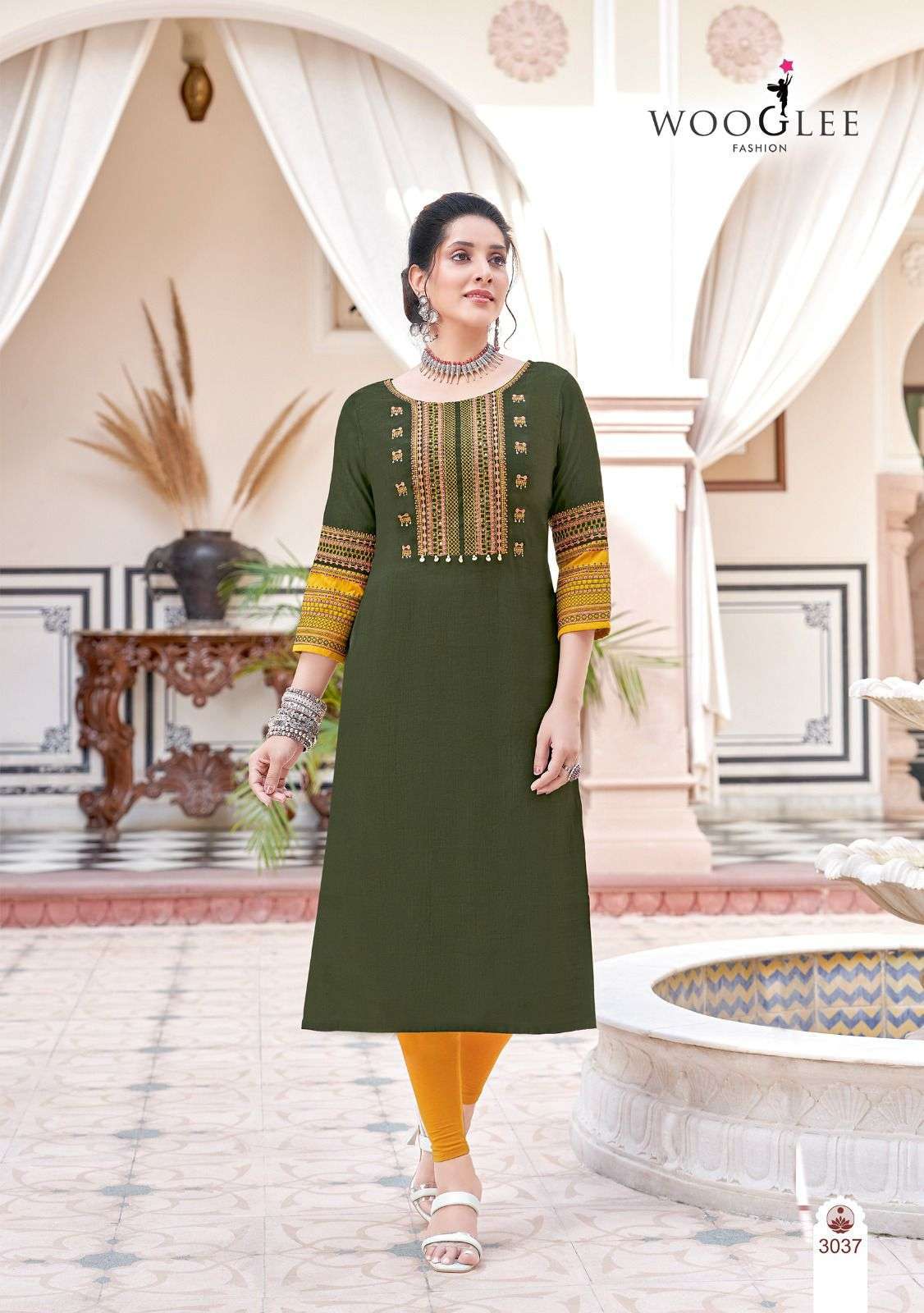 WOOGLEE SALONEE VOL 8 RAYON FANCY EMBROIDERIES WORK KURTI 