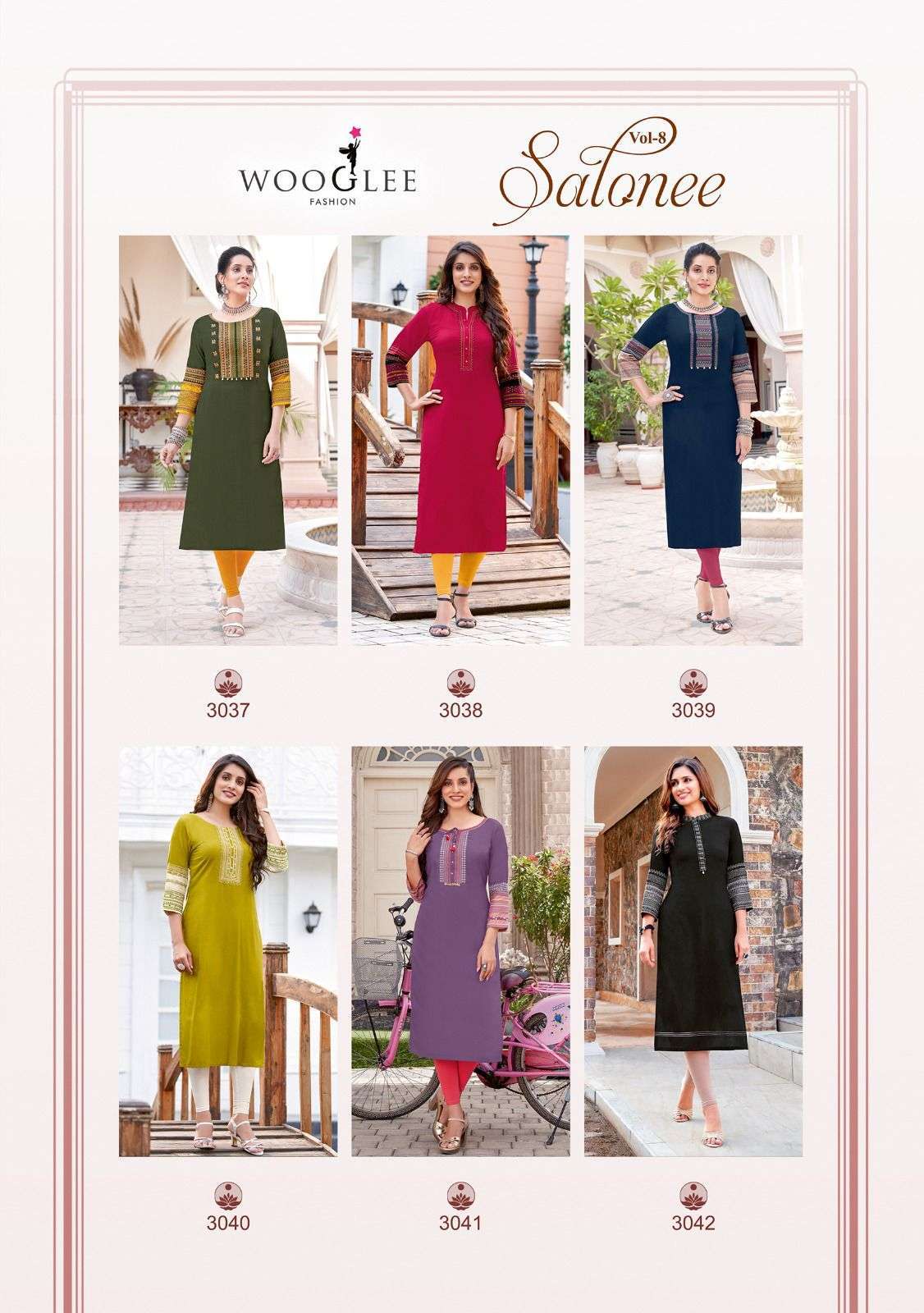 WOOGLEE SALONEE VOL 8 RAYON FANCY EMBROIDERIES WORK KURTI 