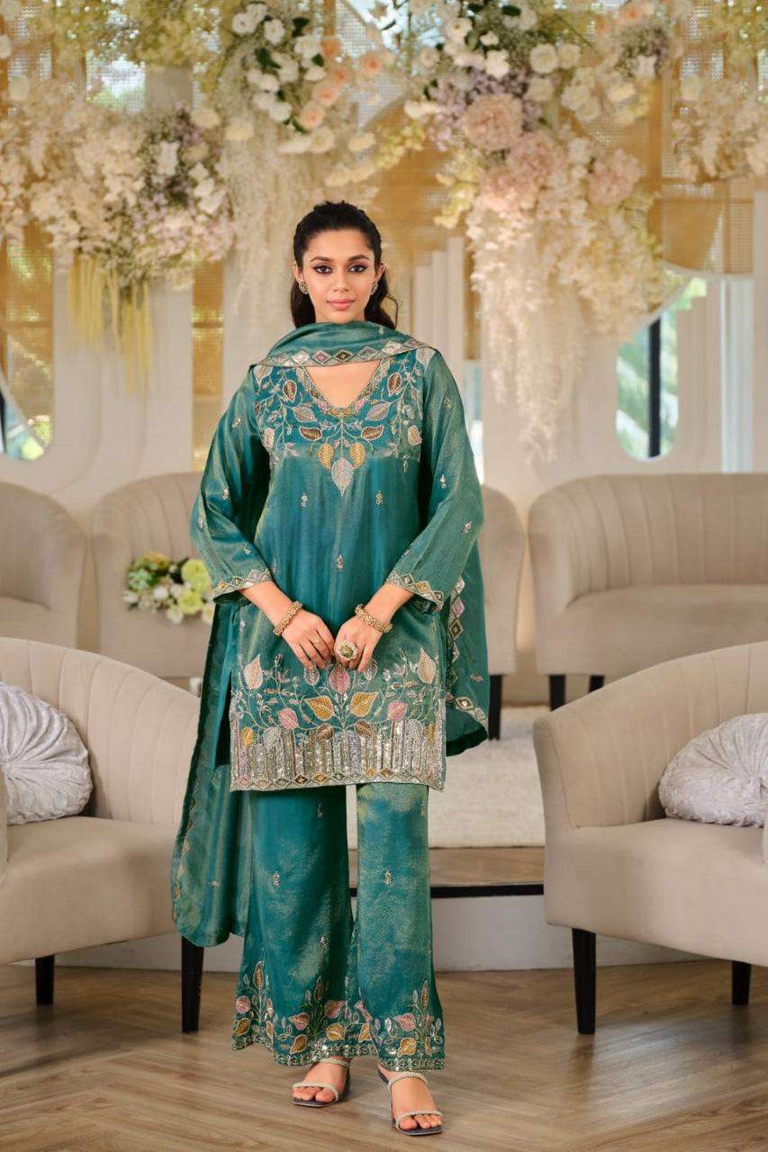 WW 1275 SILK DESIGNER WORK READY TO WEAR PARTY WEAR LADIES SUIT