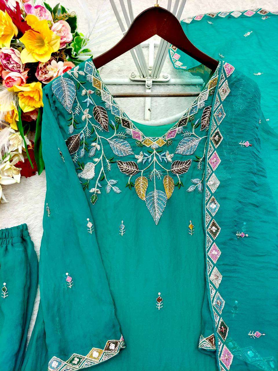WW 1275 SILK DESIGNER WORK READY TO WEAR PARTY WEAR LADIES SUIT