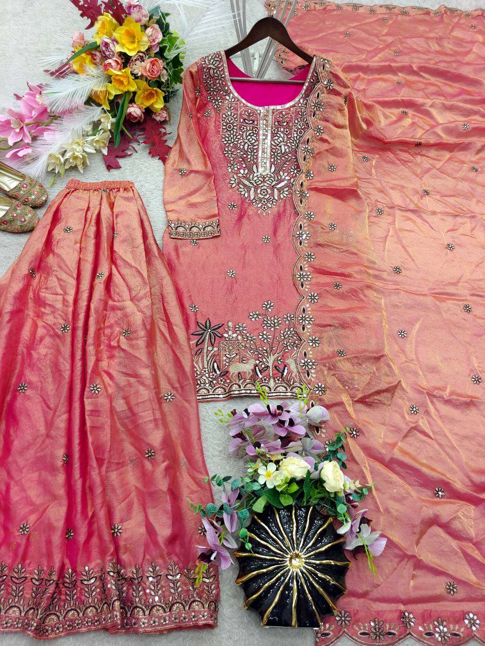 WW 1280 SILK BEAUTIFUL DESIGNER LOOK WEDDING FUNCTION WEAR SHARARA SUIT