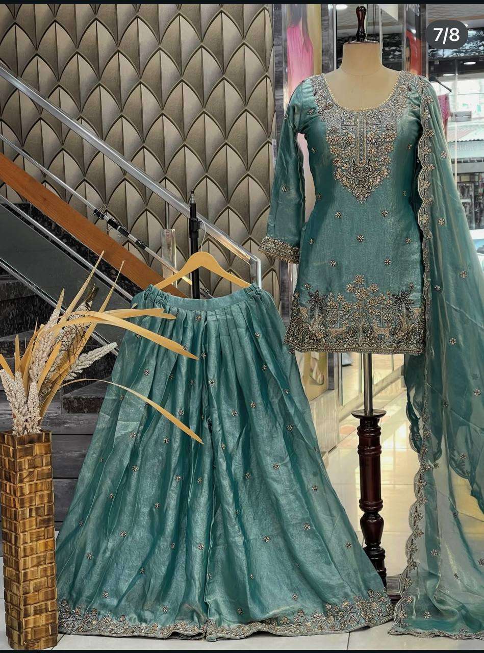 WW 1280 SILK BEAUTIFUL DESIGNER LOOK WEDDING FUNCTION WEAR SHARARA SUIT