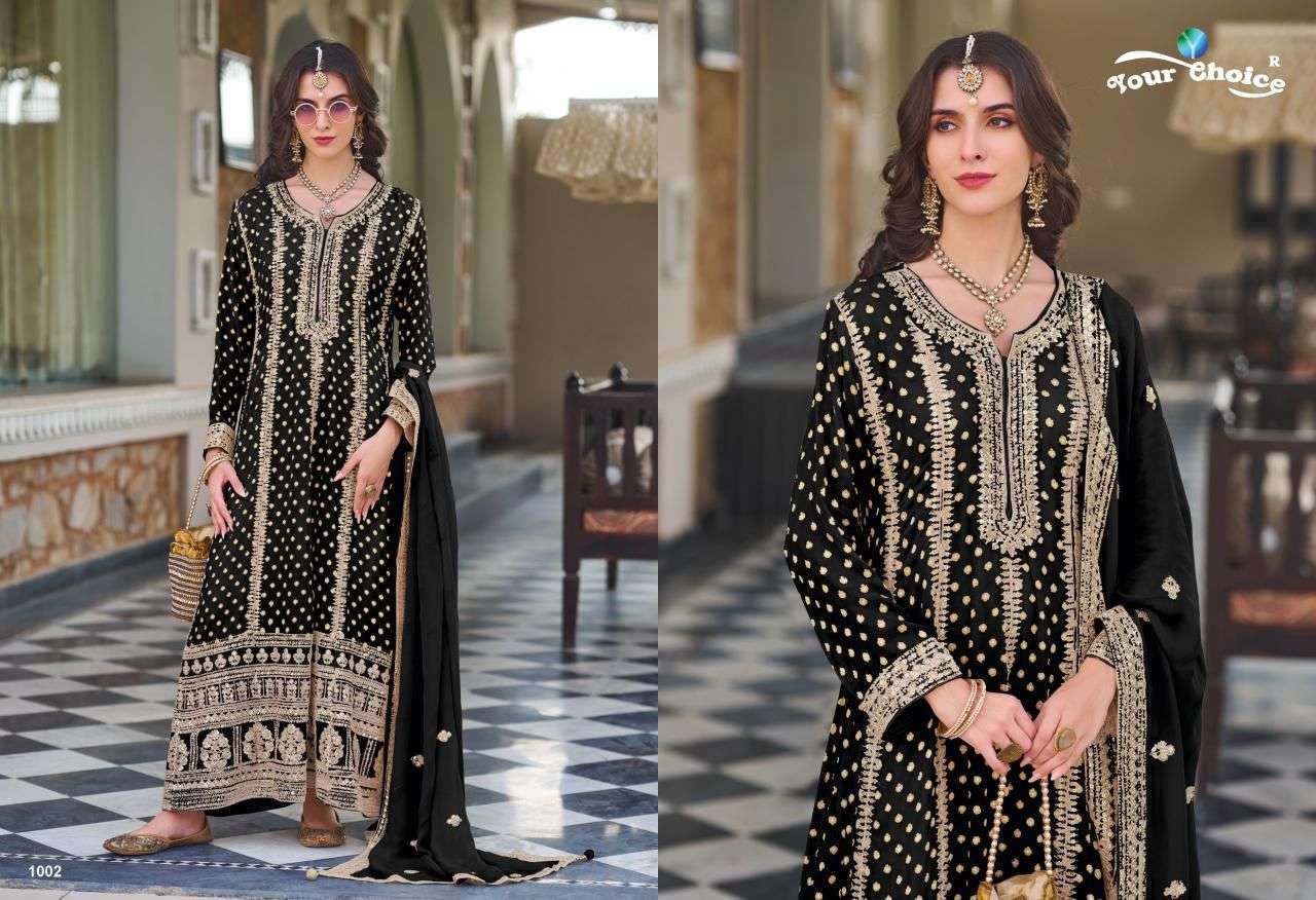 YOUR CHOICE JANVI HEAVY EMBROIDERED DESIGNER WEDDING FUNCTION WEAR LADIES SUIT