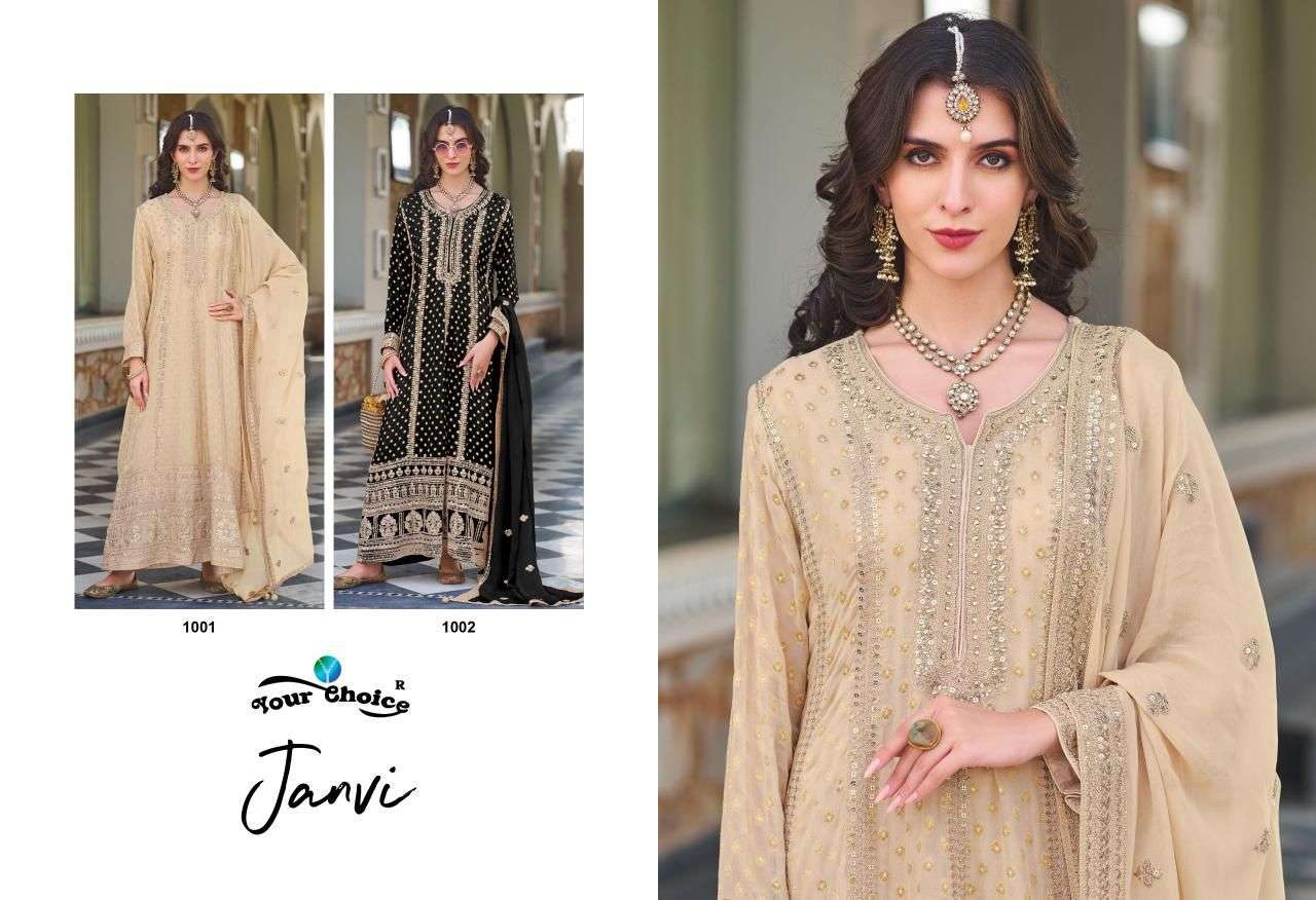 YOUR CHOICE JANVI HEAVY EMBROIDERED DESIGNER WEDDING FUNCTION WEAR LADIES SUIT