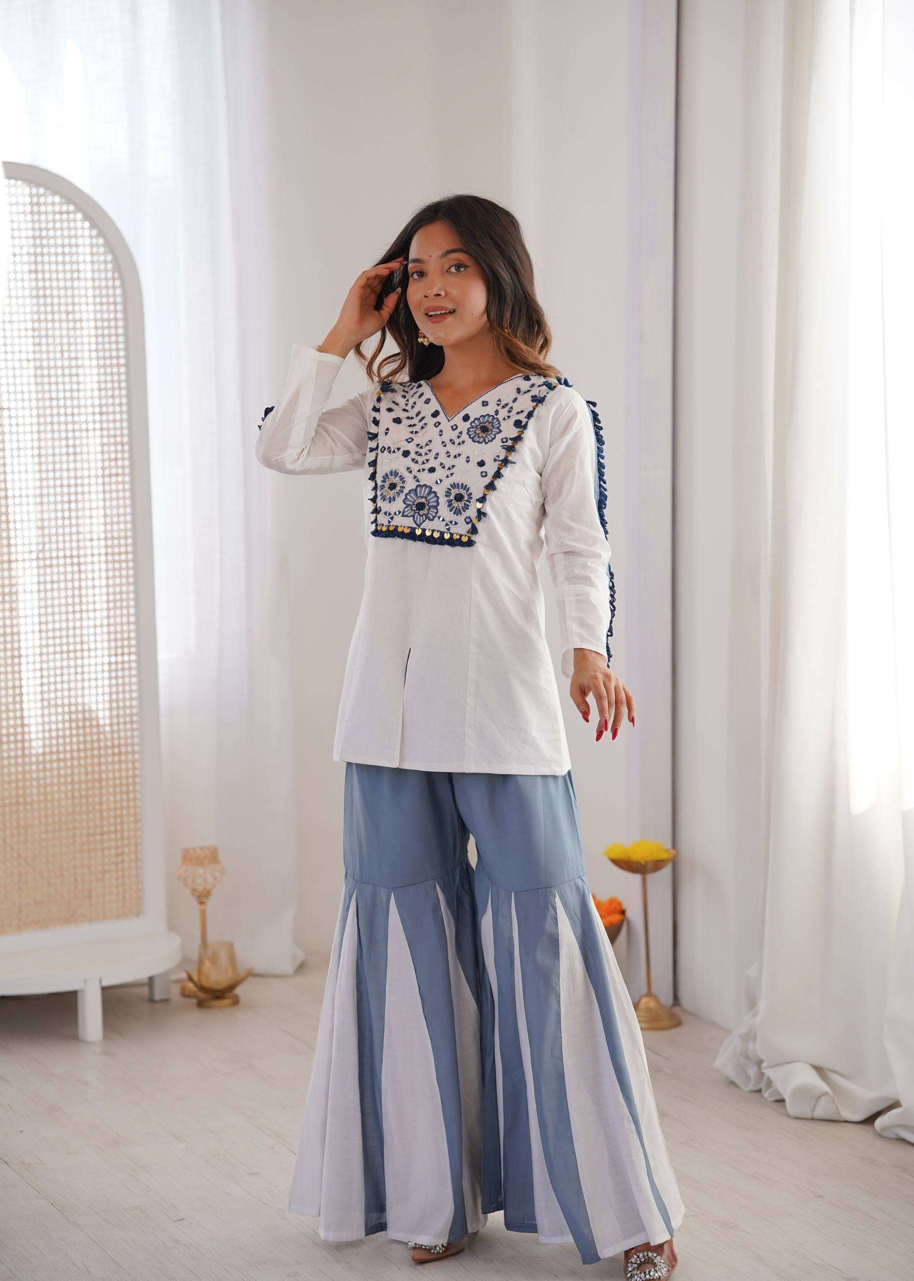 ZF 5013 SILK PREETY LOOK DESIGNER KURTI WITH PLAZZO PAIR 
