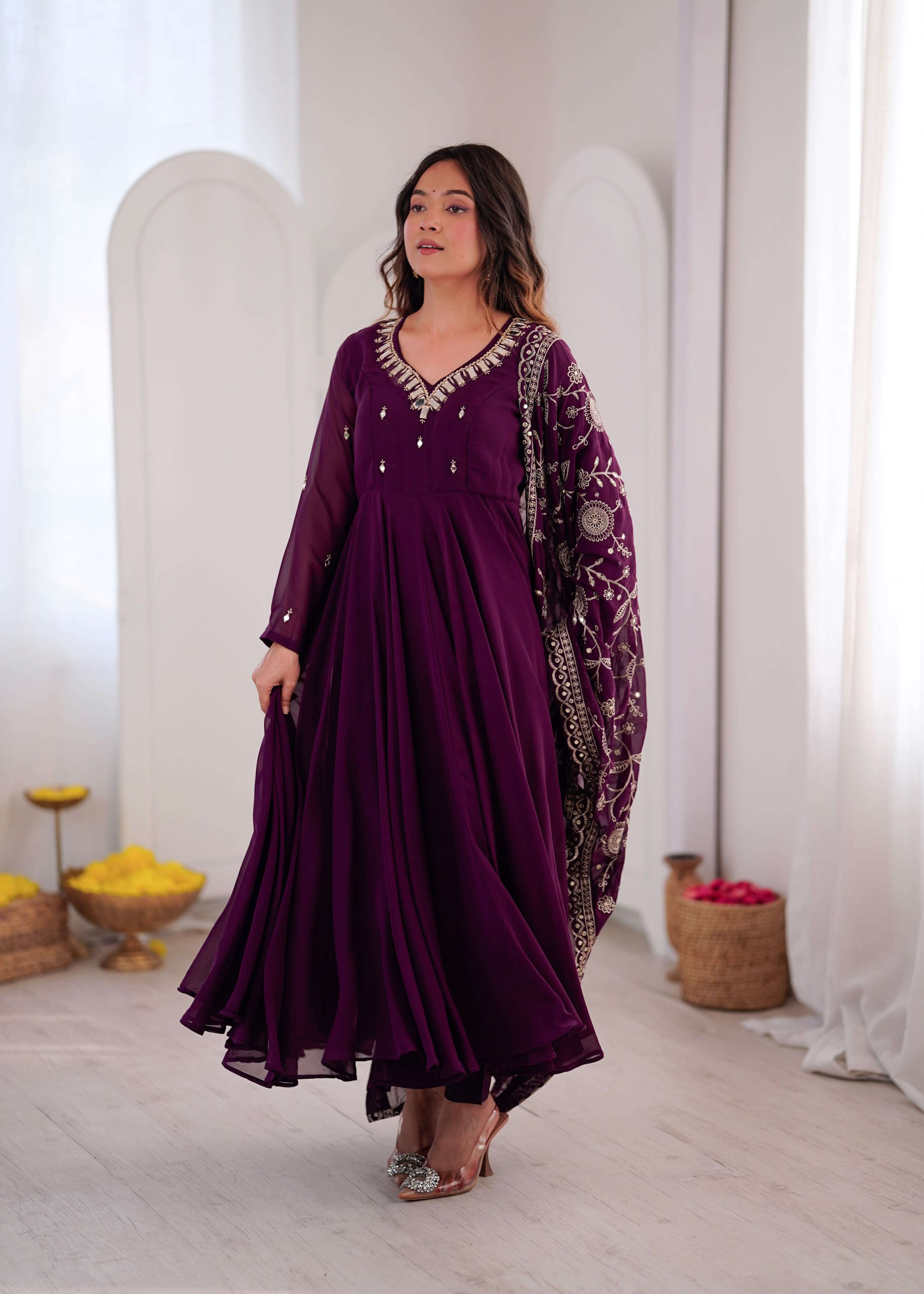 ZF 5025 GEORGETTE PREETY LOOK DESIGNER LADIES PARTY WEAR GOWN SUIT