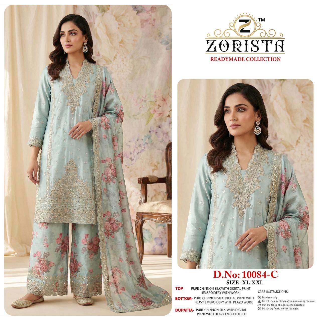 ZORISTA D NO 10084 SILK WITH EMBRODERY DESIGNER READY MADE PAKISTANI SUIT
