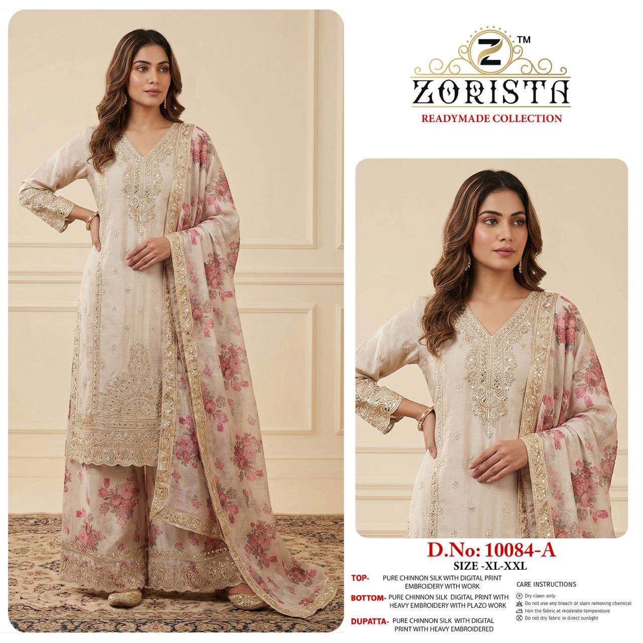 ZORISTA D NO 10084 SILK WITH EMBRODERY DESIGNER READY MADE PAKISTANI SUIT