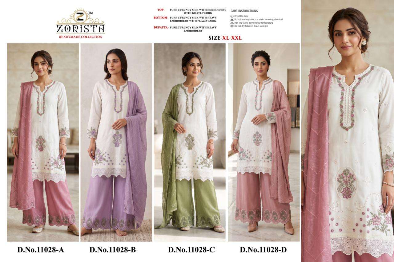 ZORISTA D NO 11028  SILK WITH EMBRODERY DESIGNER WORK READY MADE SUIT