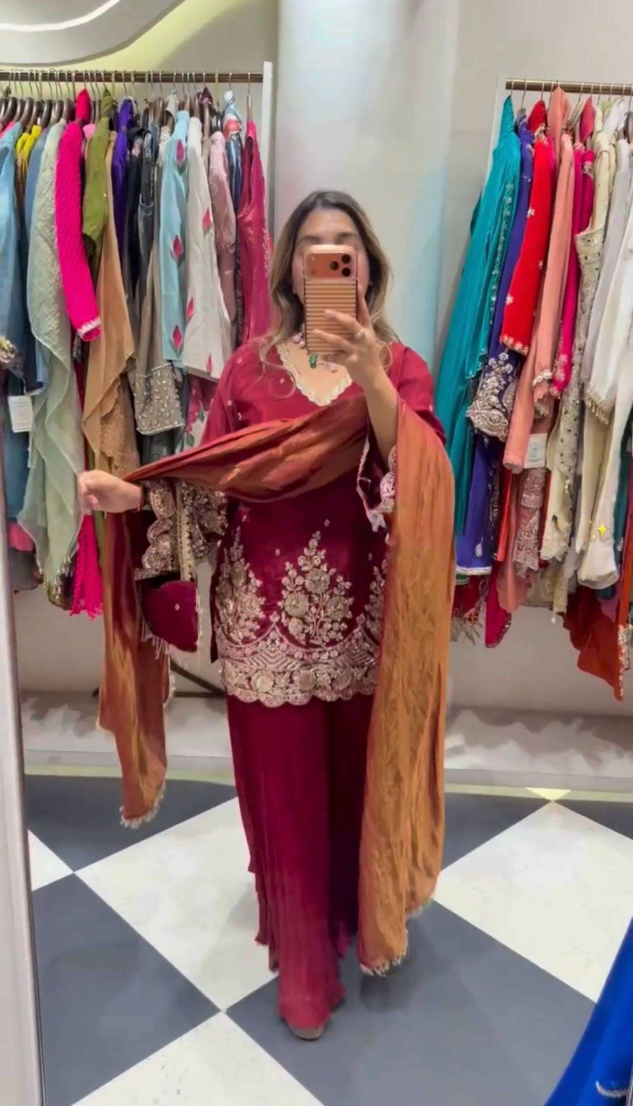 ZSR 3186 BEAUTIFUL DESIGNER LOOK PARTY WEAR LADIES SHARARA SUIT
