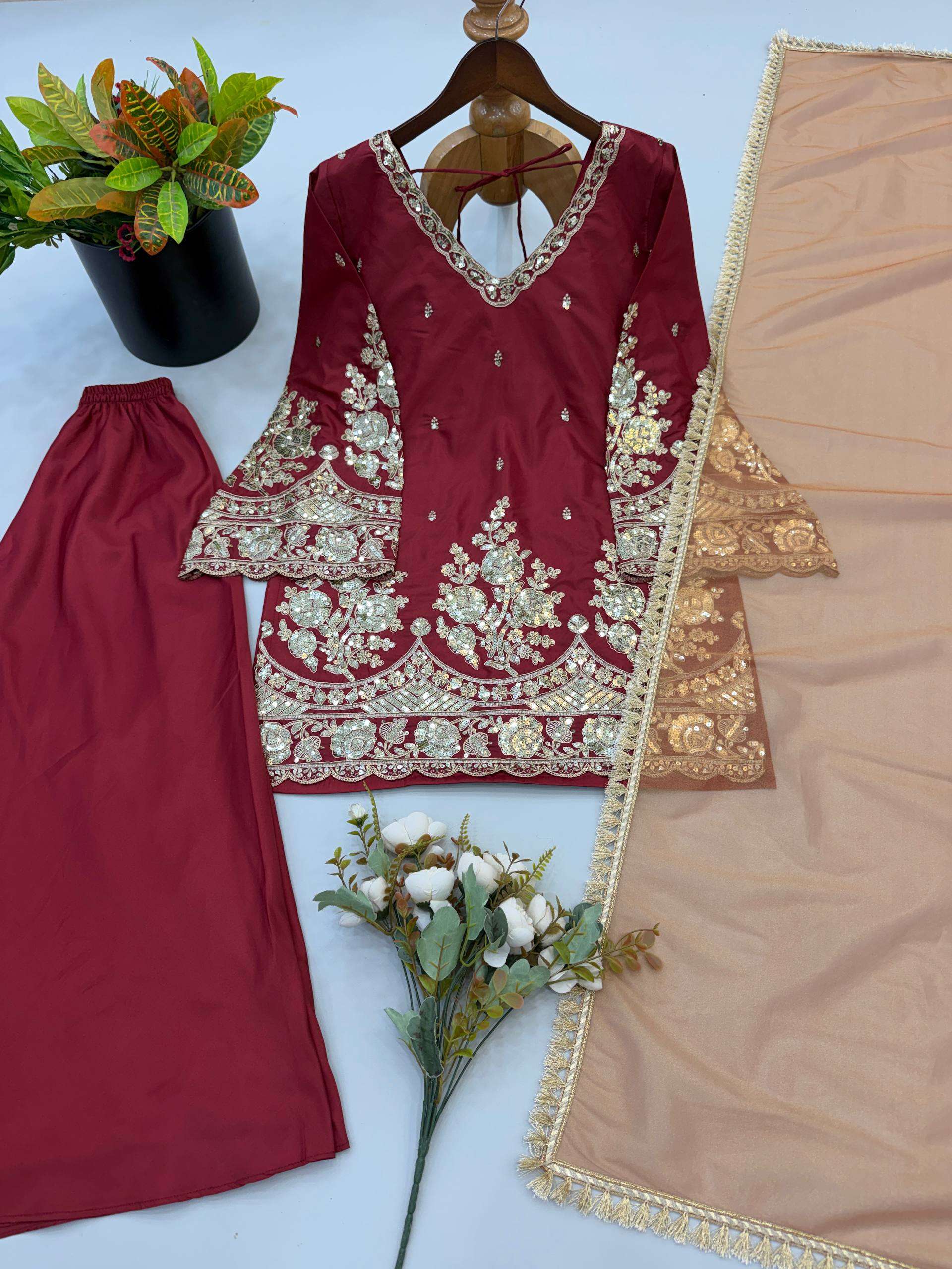 ZSR 3186 BEAUTIFUL DESIGNER LOOK PARTY WEAR LADIES SHARARA SUIT