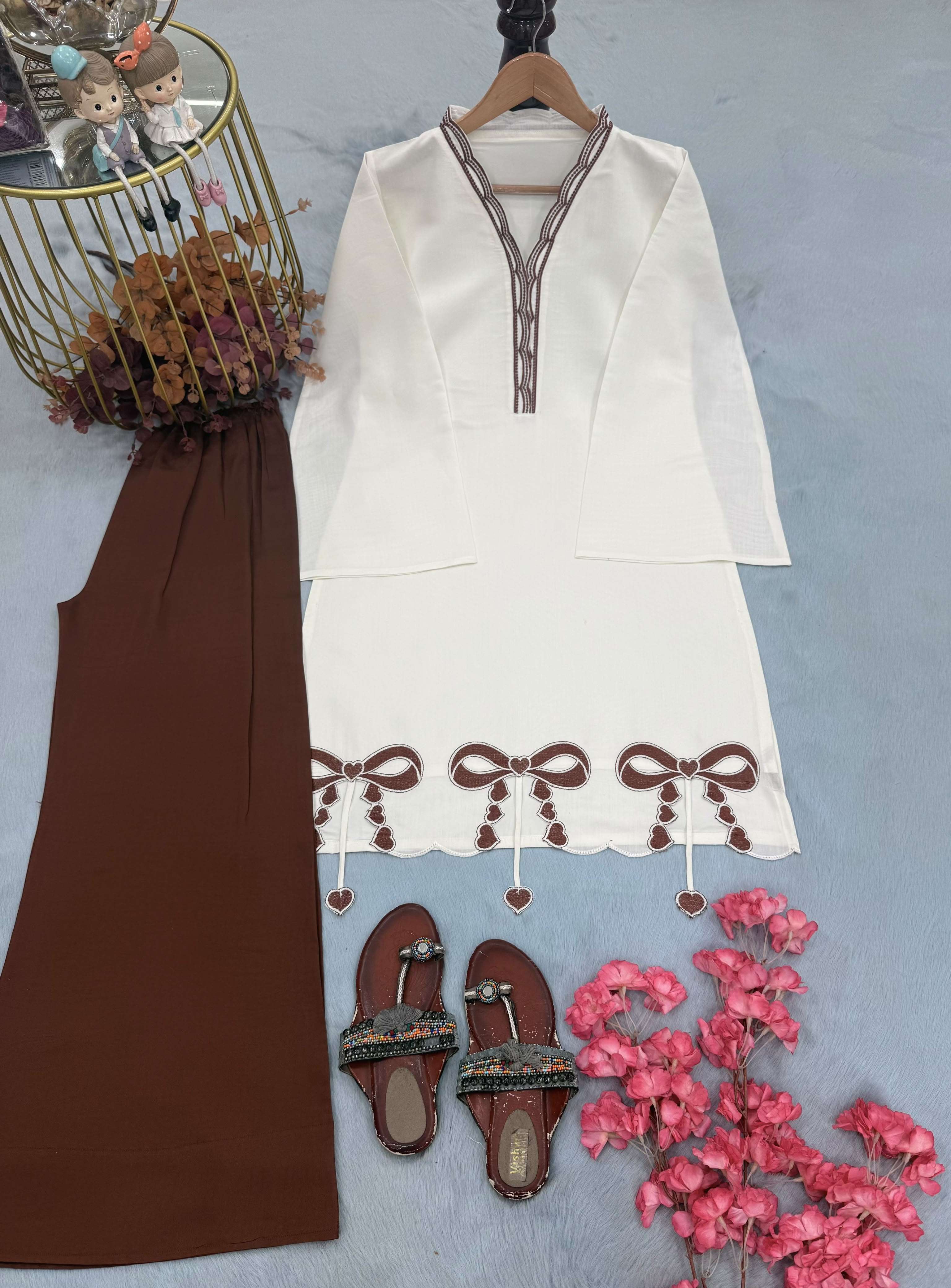 AD 244 SILK PREETY LOOK LADIES TOP WITH PLAZZO PAIR 