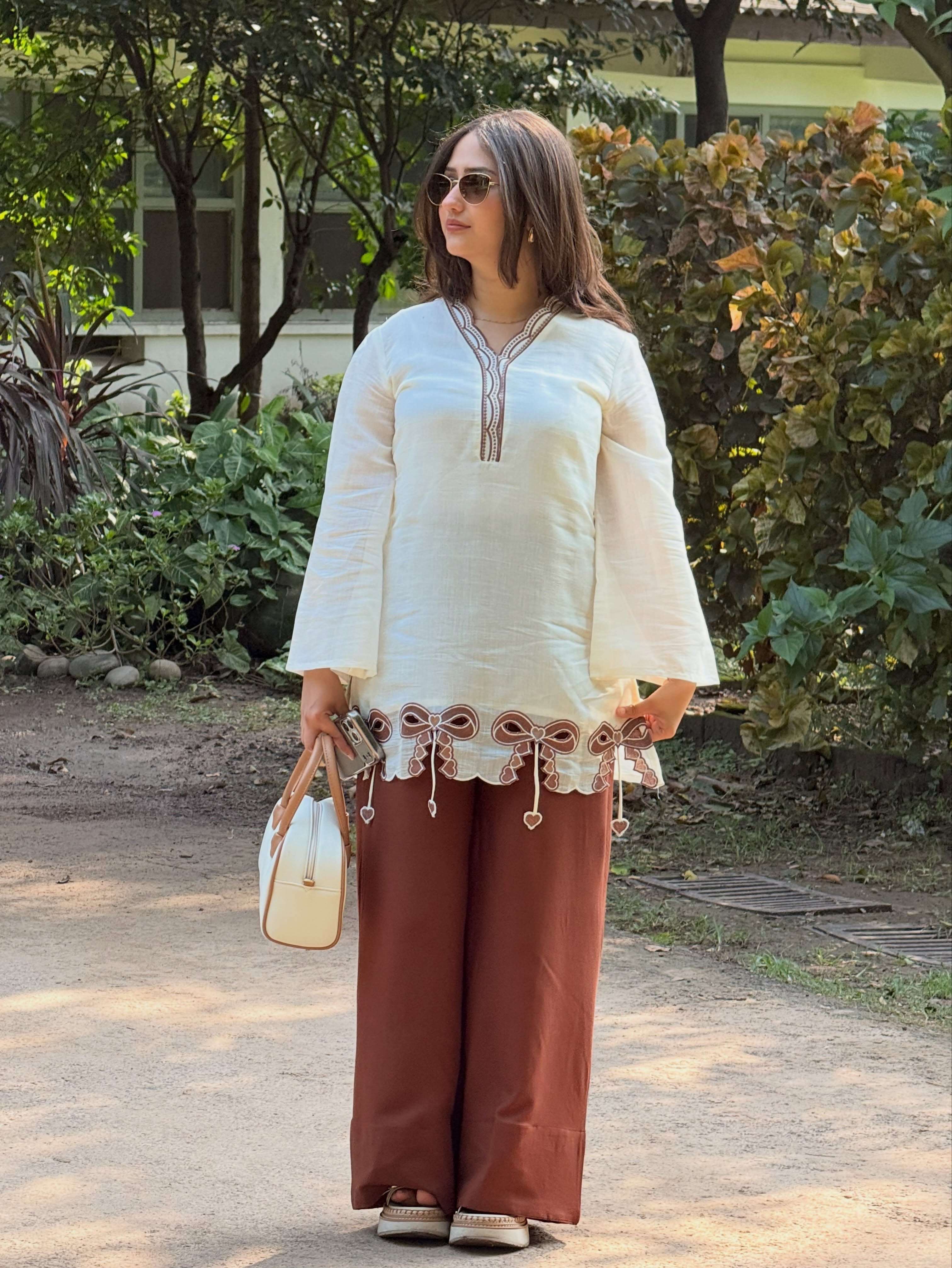 AD 244 SILK PREETY LOOK LADIES TOP WITH PLAZZO PAIR 