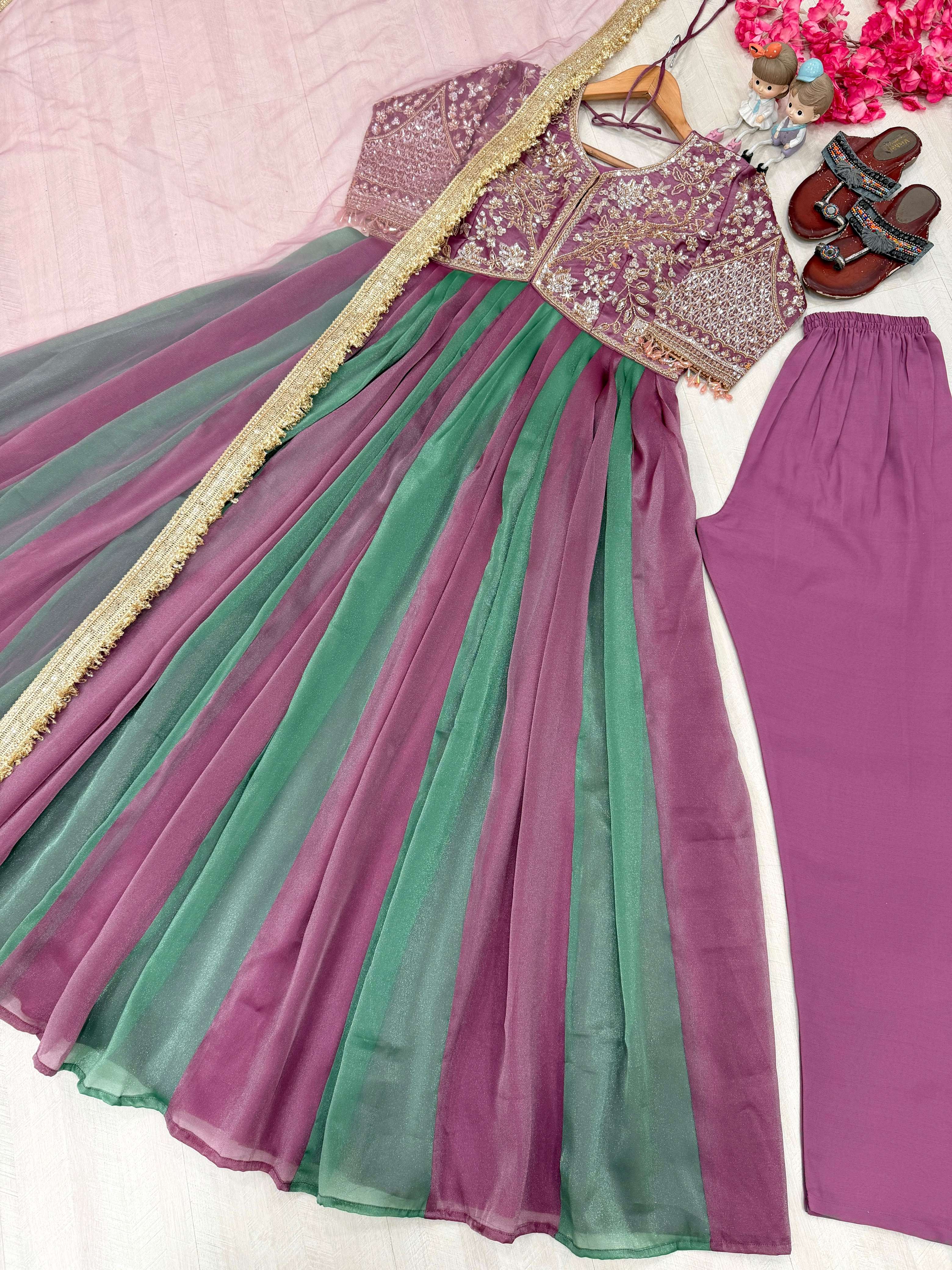 AD 247 SILK BEAUTIFUL DESIGNER LOOK PARTY WEAR LADIES GOWN BOTTOM AND DUPATTA SET 