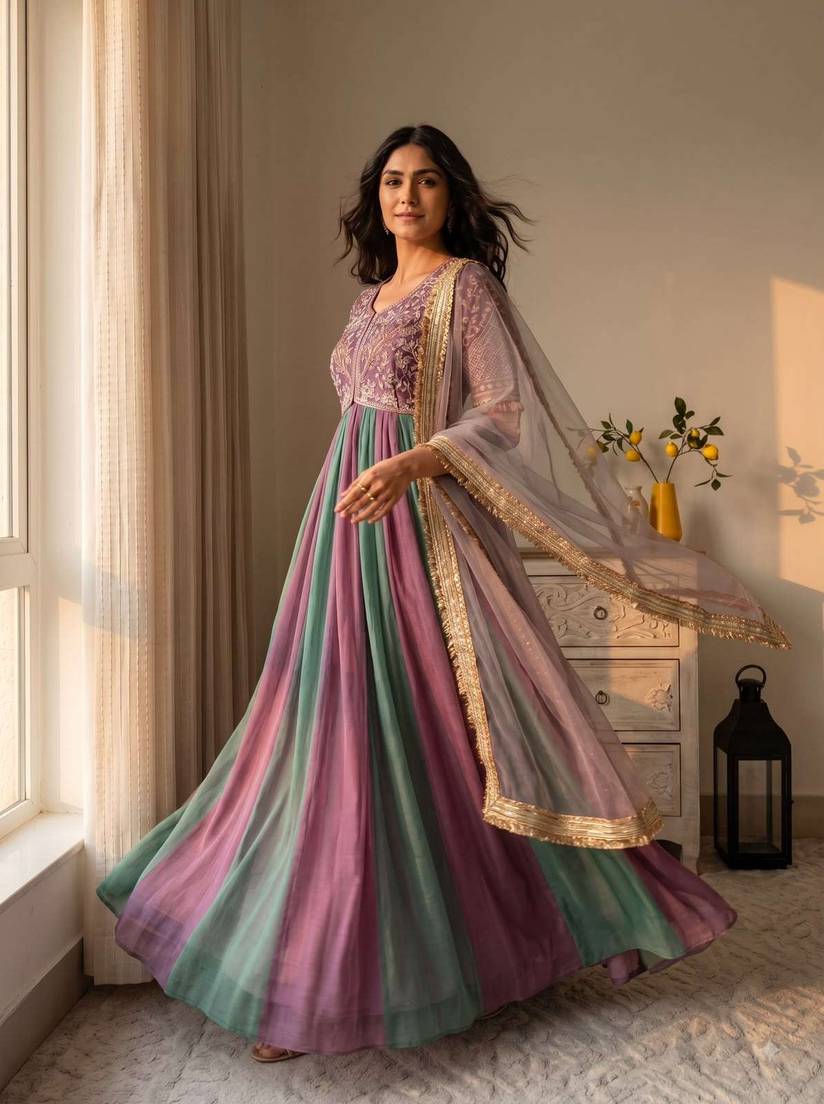 AD 247 SILK BEAUTIFUL DESIGNER LOOK PARTY WEAR LADIES GOWN BOTTOM AND DUPATTA SET 