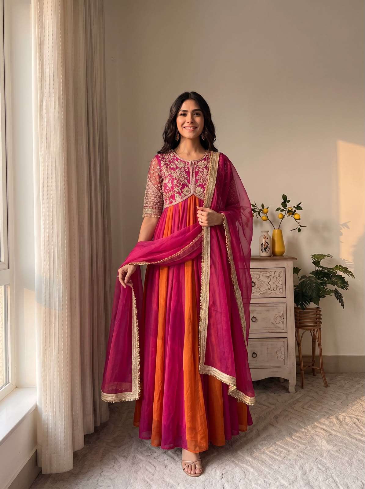 AD 247 SILK BEAUTIFUL DESIGNER LOOK PARTY WEAR LADIES GOWN BOTTOM AND DUPATTA SET 