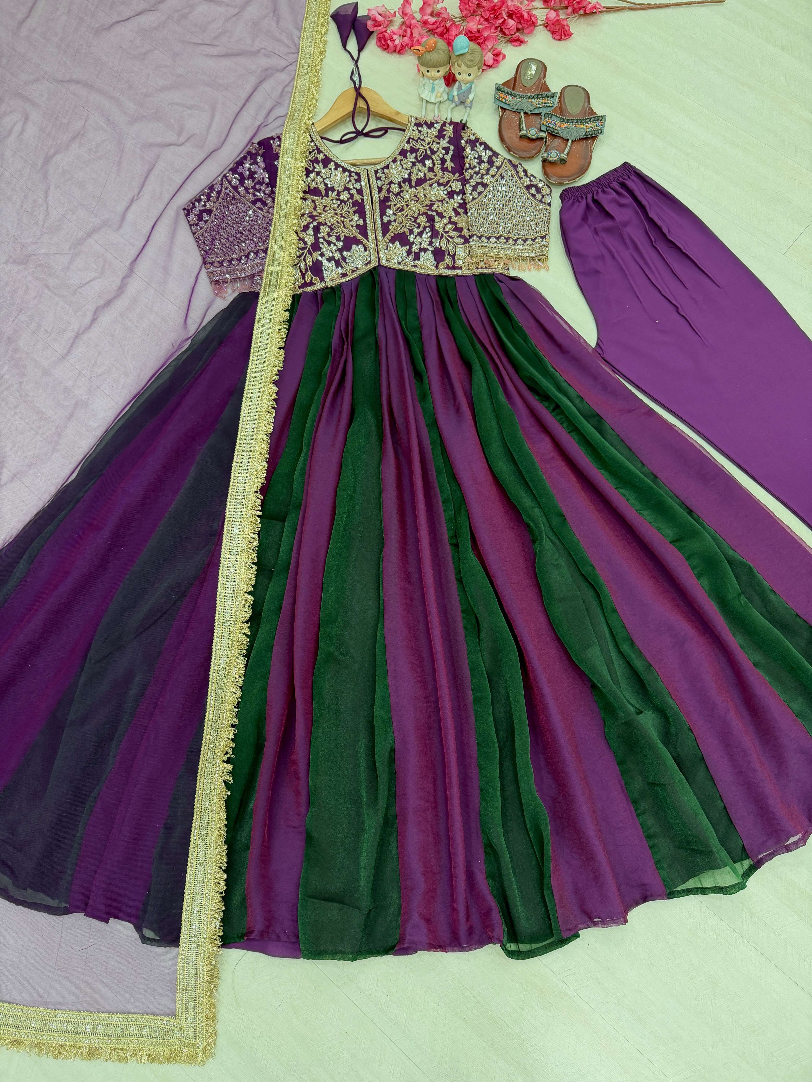 AD 247 SILK BEAUTIFUL DESIGNER LOOK PARTY WEAR LADIES GOWN BOTTOM AND DUPATTA SET 