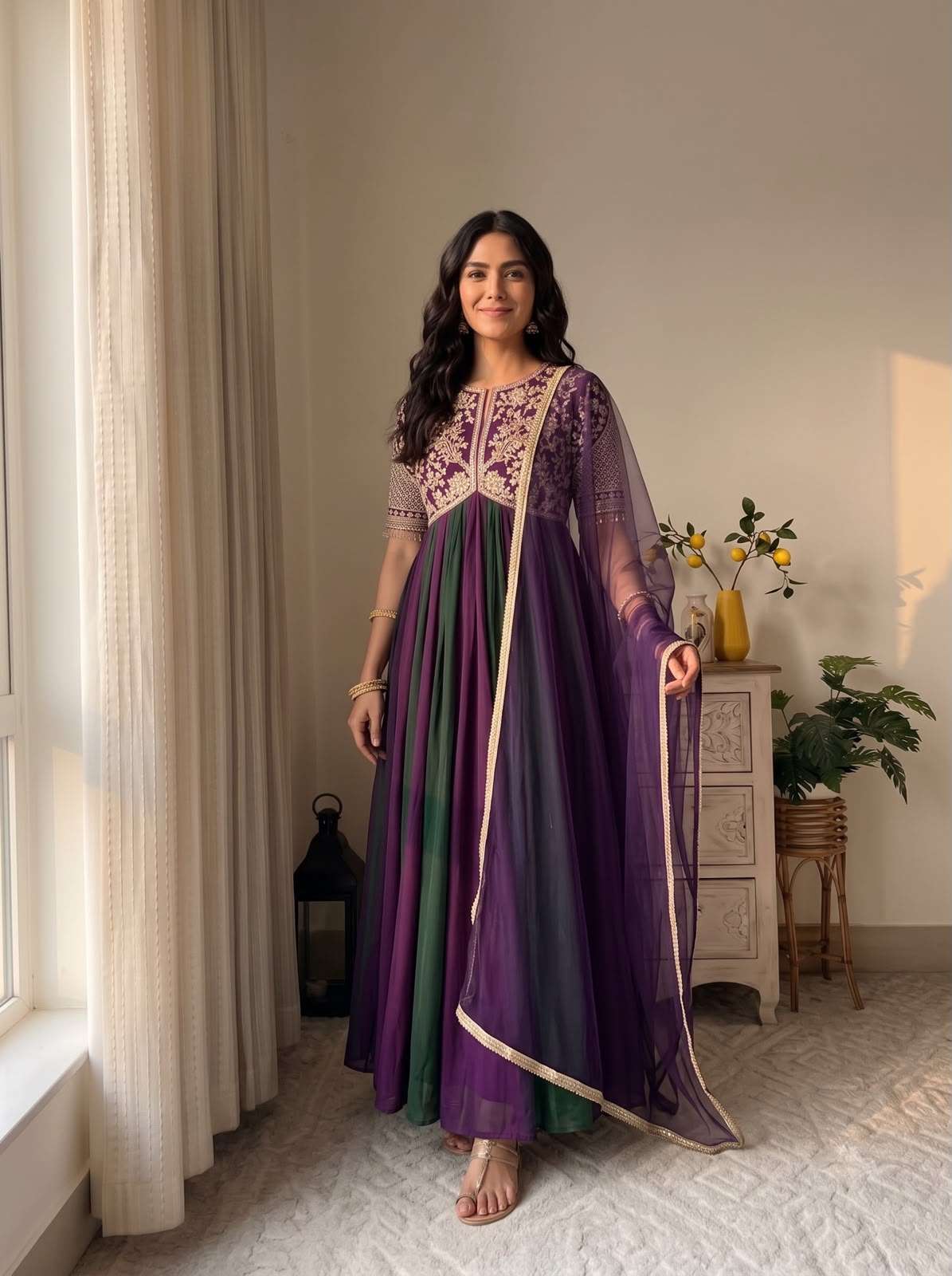 AD 247 SILK BEAUTIFUL DESIGNER LOOK PARTY WEAR LADIES GOWN BOTTOM AND DUPATTA SET 