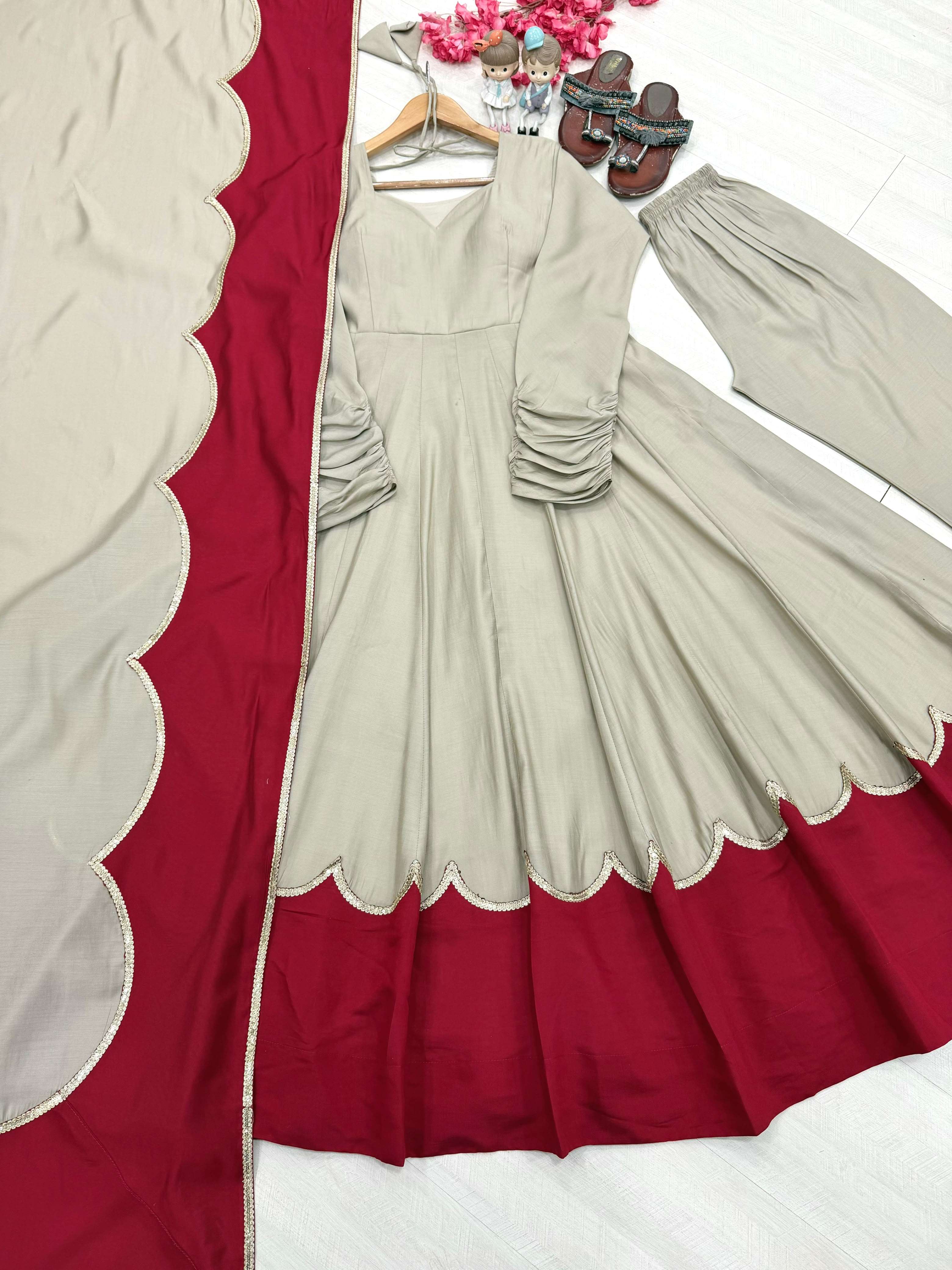 AD 249 SILK PREETY LOOK DESIGNER LADIES ANARKALI GOWN STYLE LADIES SUIT 