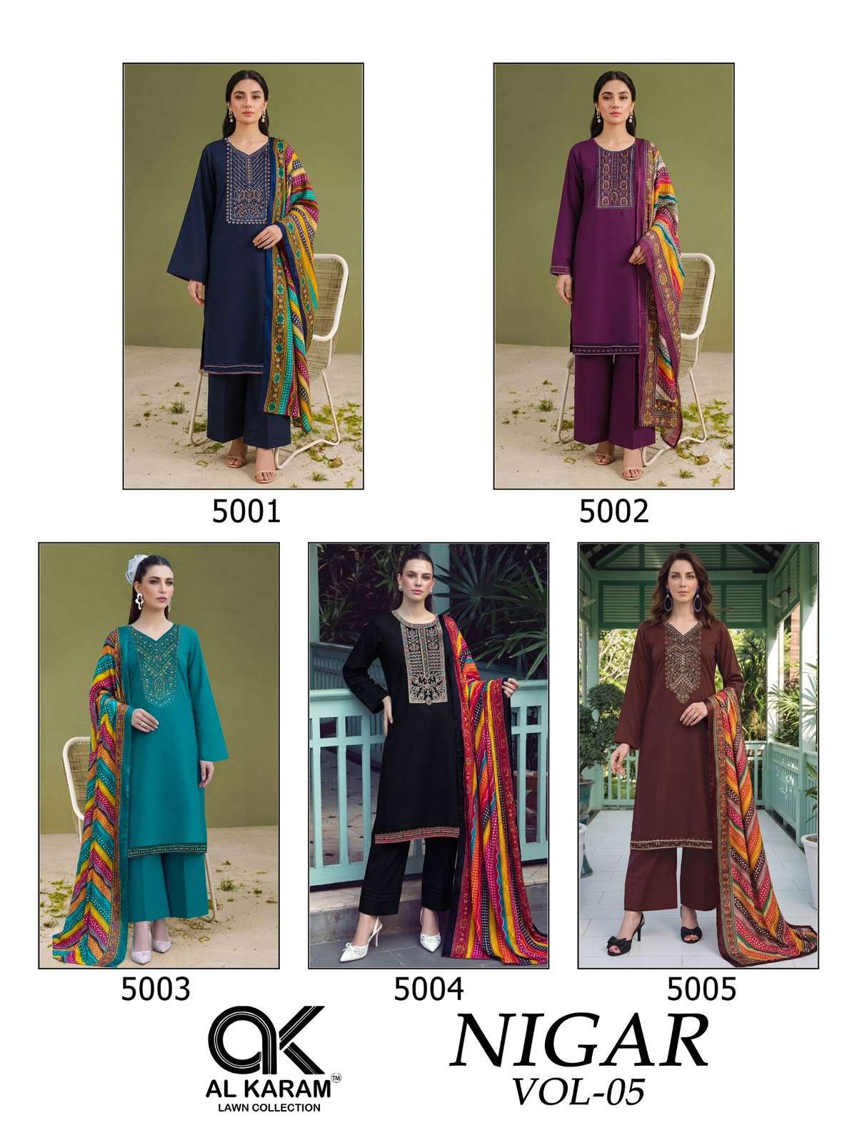 AL KARAM NIGAR VOL 5 RAYON FANCY EMBROIDERIES WORK LADIES SUIT