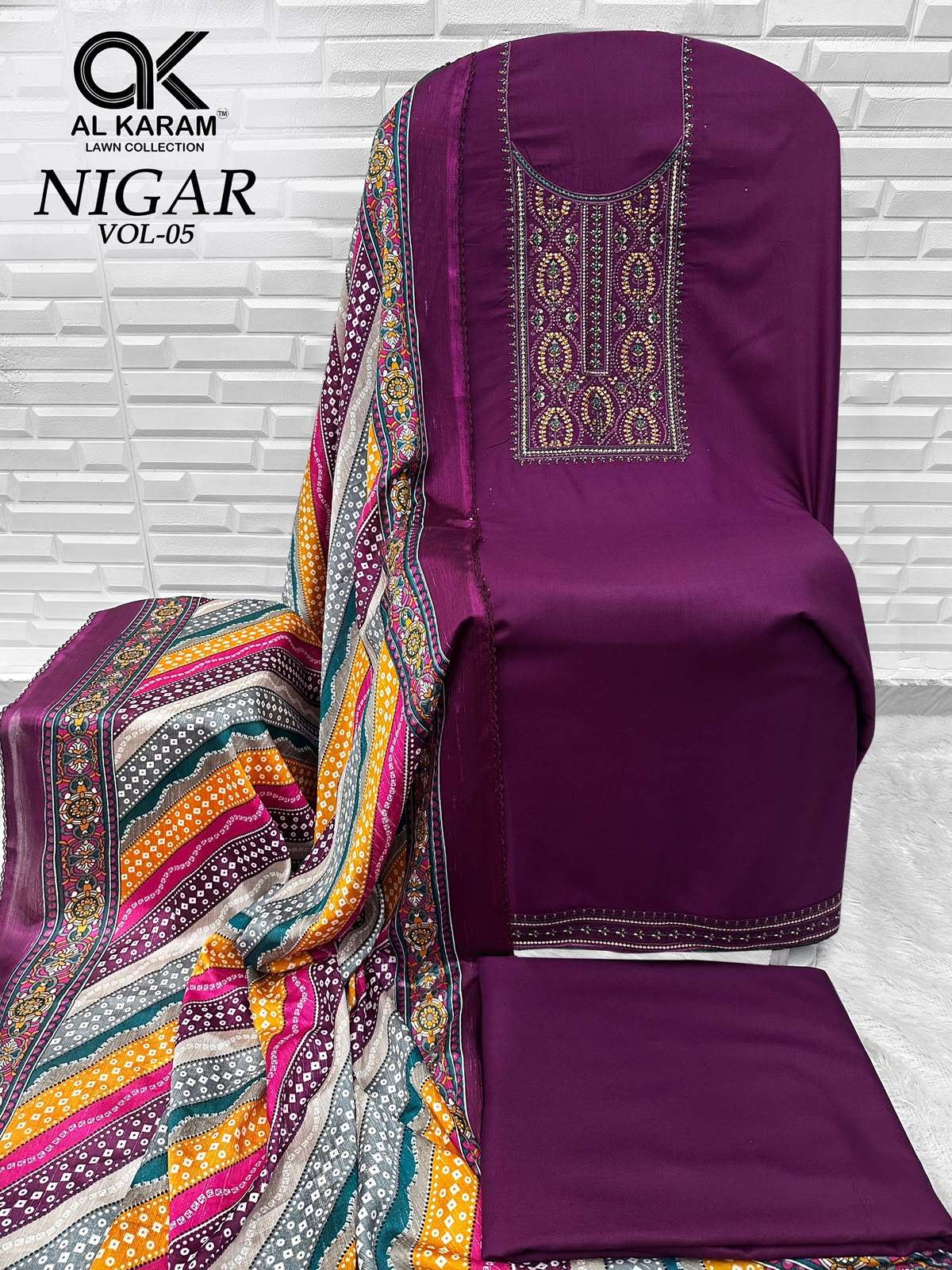 AL KARAM NIGAR VOL 5 RAYON FANCY EMBROIDERIES WORK LADIES SUIT