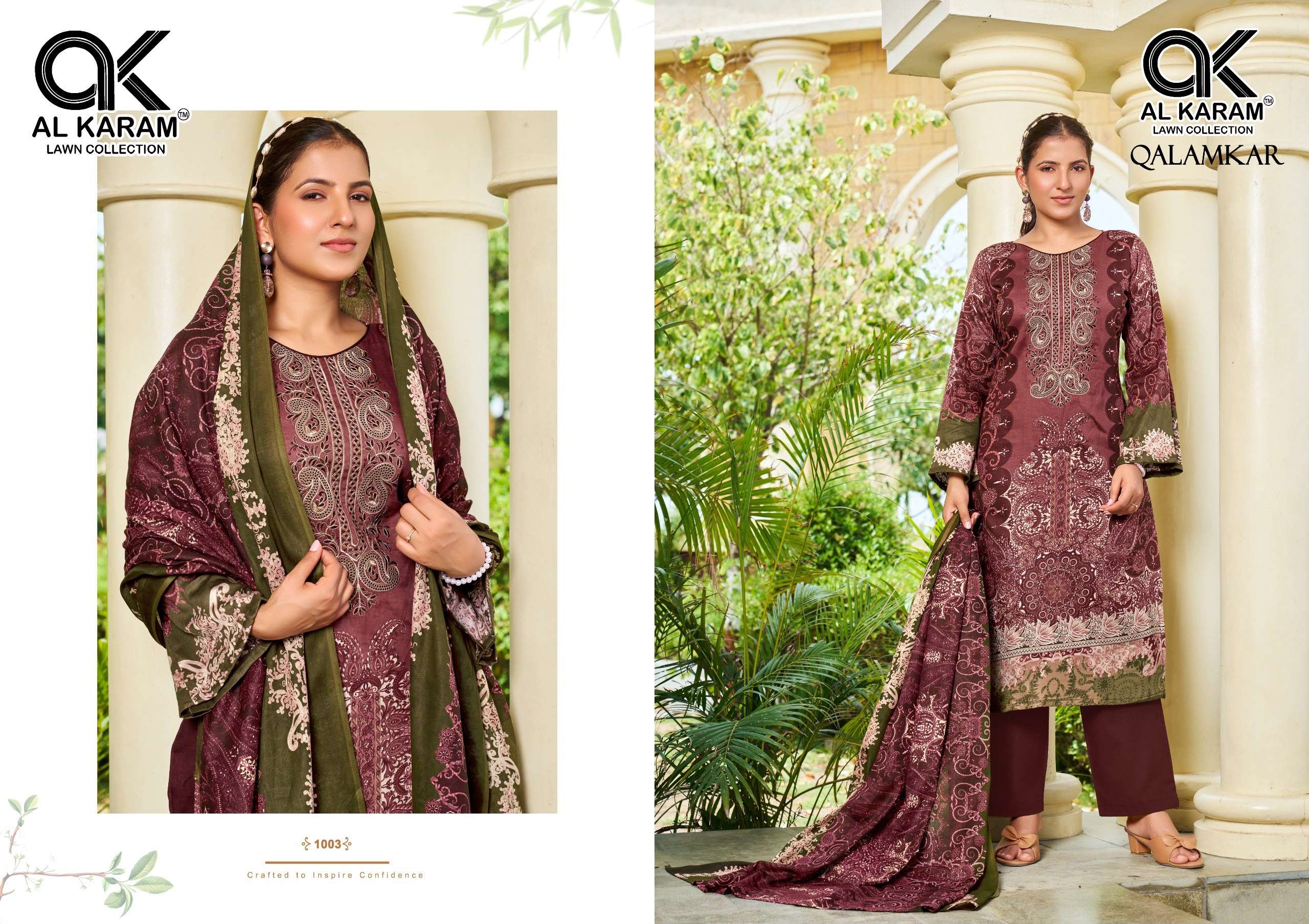 AL KARAM QALAMKAR COTTON DIGITAL PRINT WITH FANCY WORK SUIT