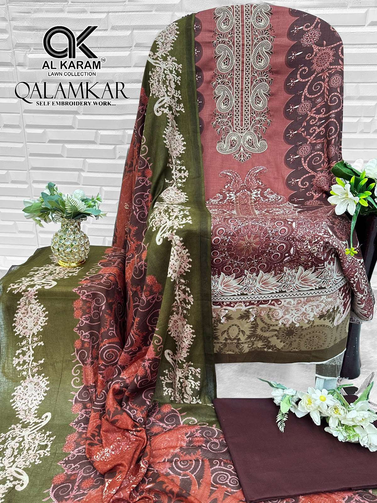 AL KARAM QALAMKAR COTTON DIGITAL PRINT WITH FANCY WORK SUIT