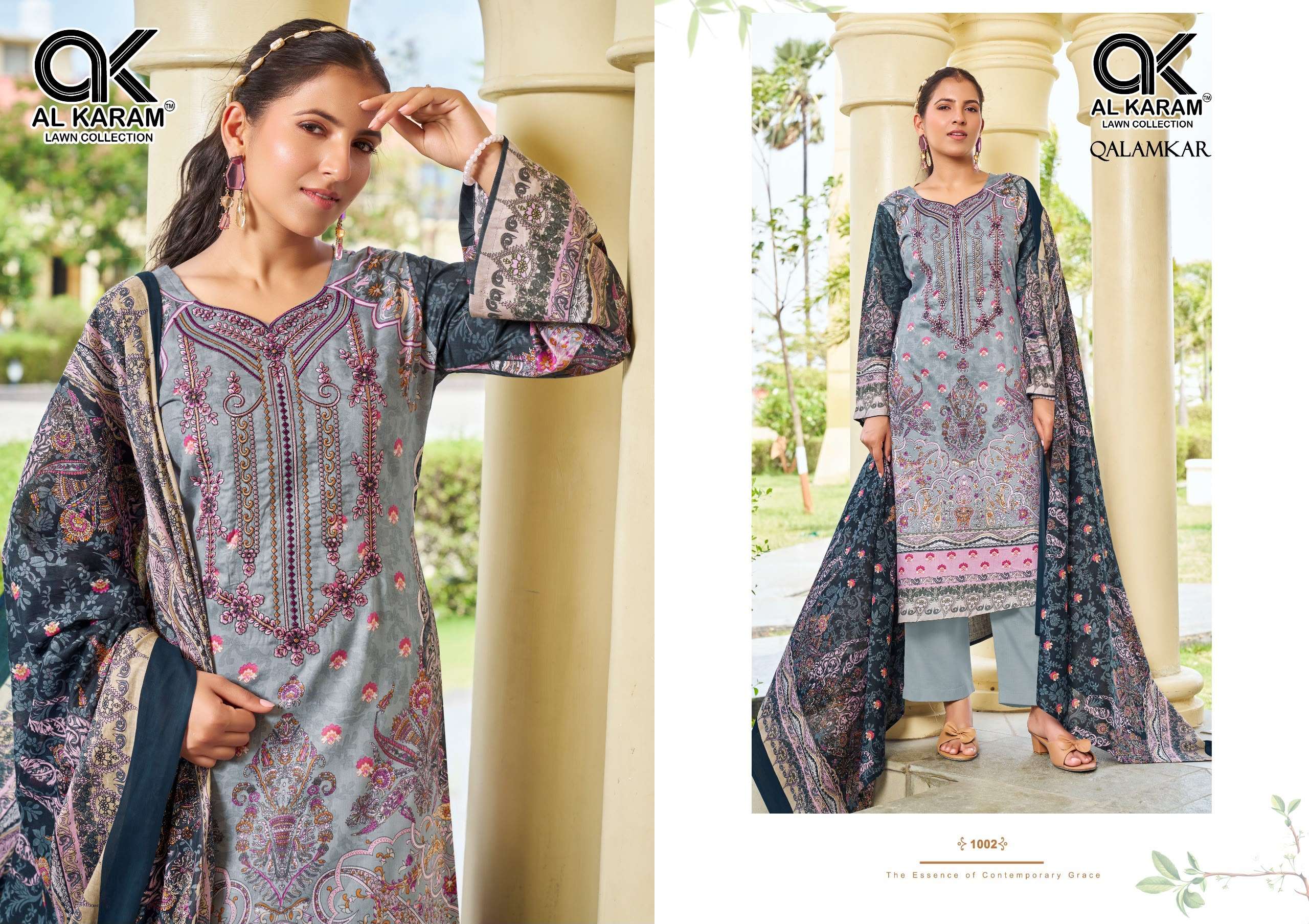 AL KARAM QALAMKAR COTTON DIGITAL PRINT WITH FANCY WORK SUIT