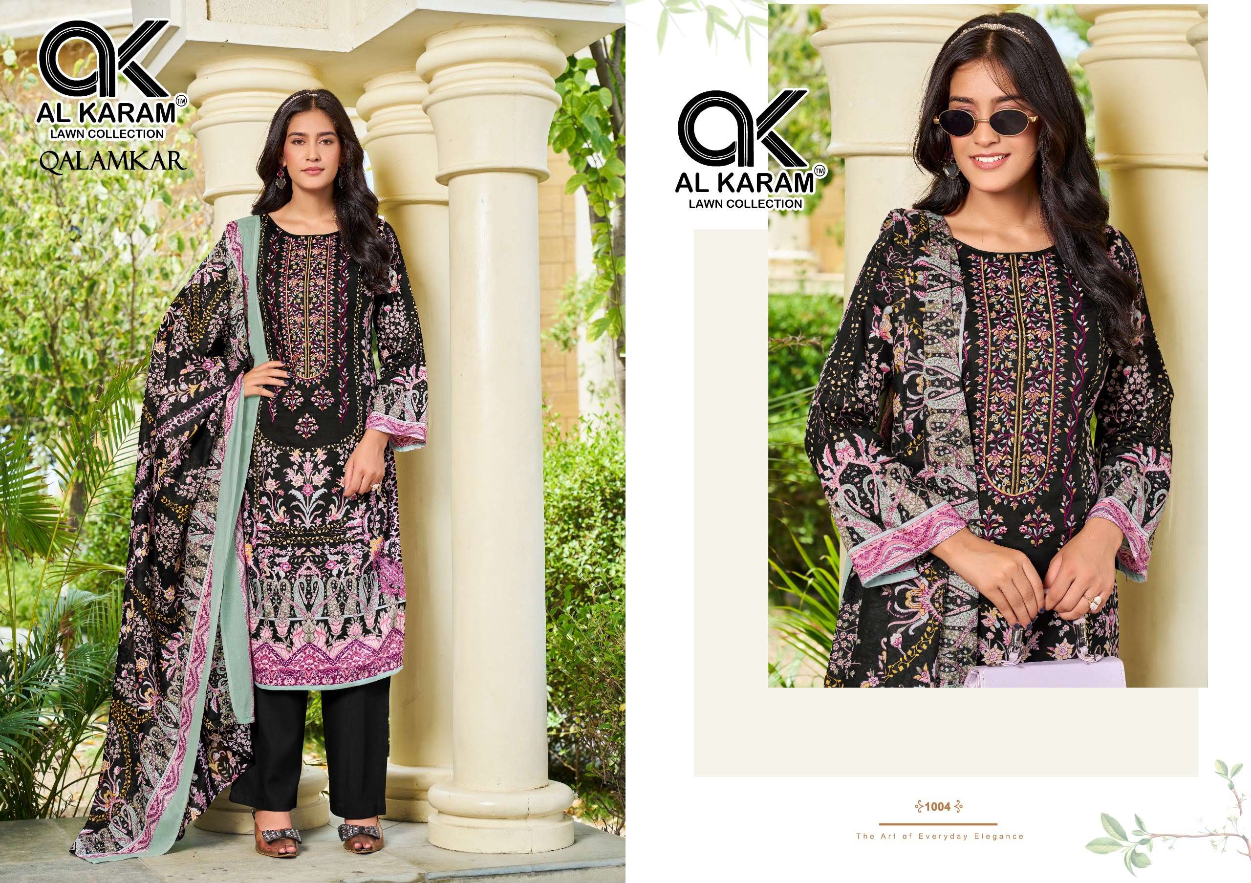 AL KARAM QALAMKAR COTTON DIGITAL PRINT WITH FANCY WORK SUIT