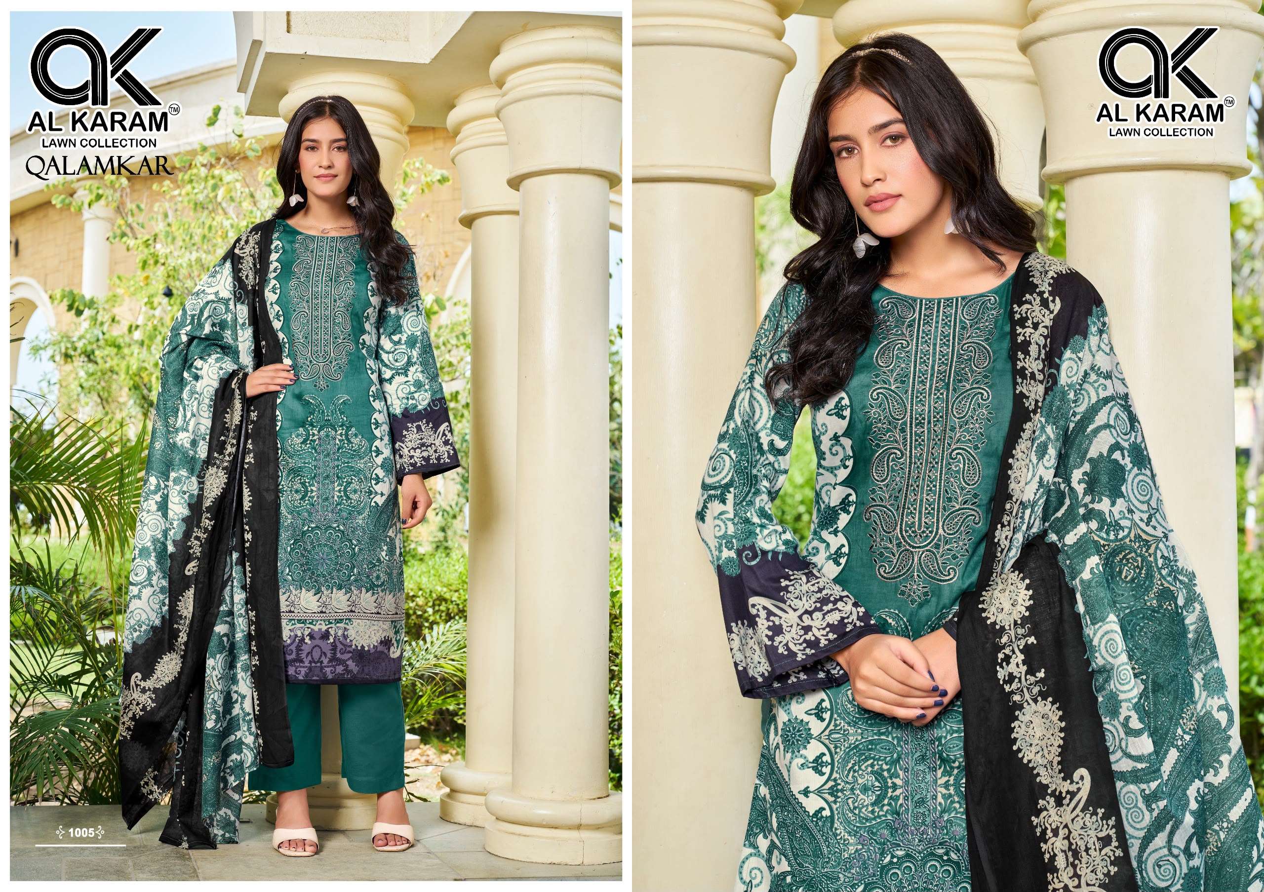 AL KARAM QALAMKAR COTTON DIGITAL PRINT WITH FANCY WORK SUIT