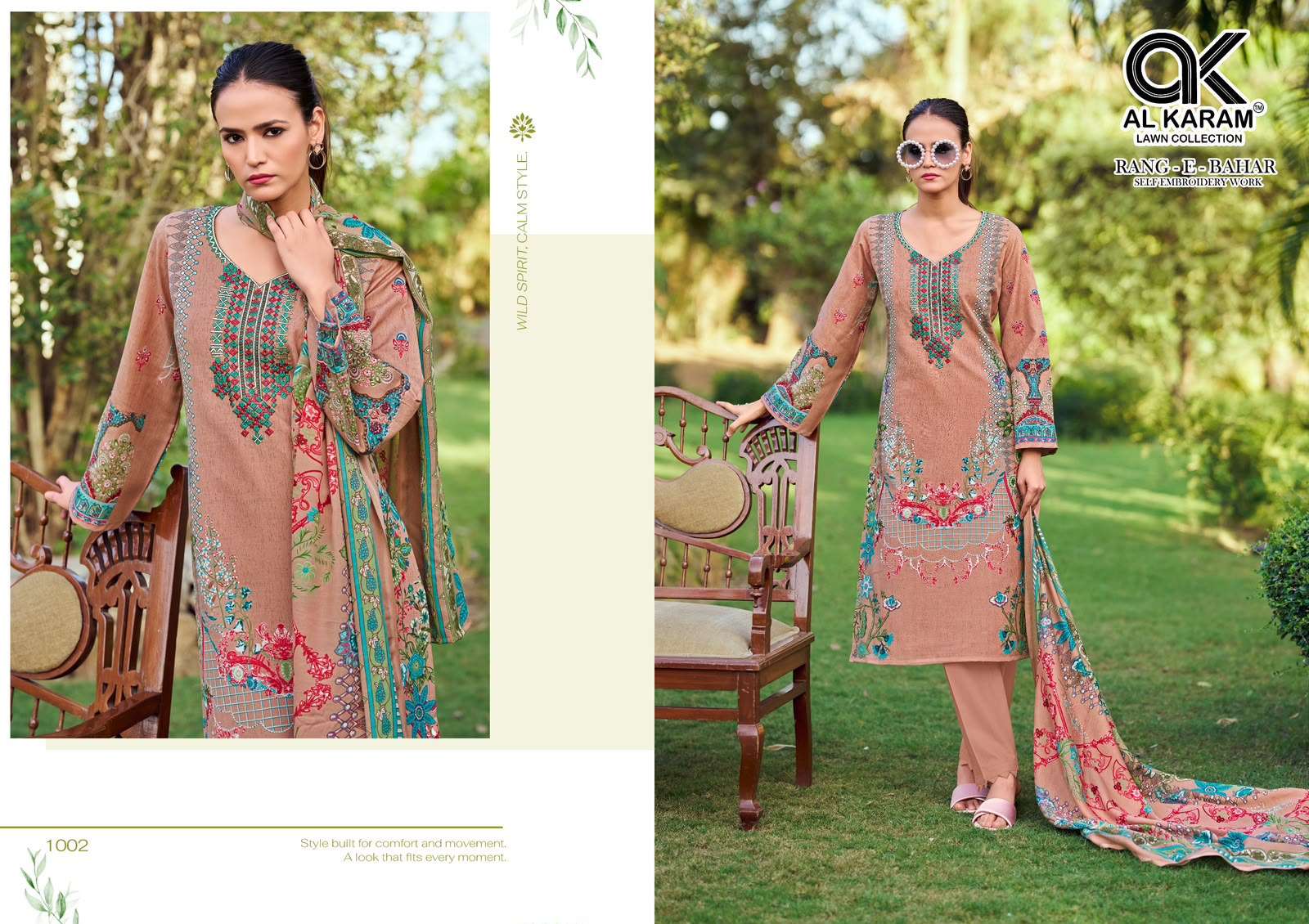 AL KARAM RANG E BAHAR COTTON DIGITAL STYLE PRINTS WITH FANCY WORK SALWAR SUIT