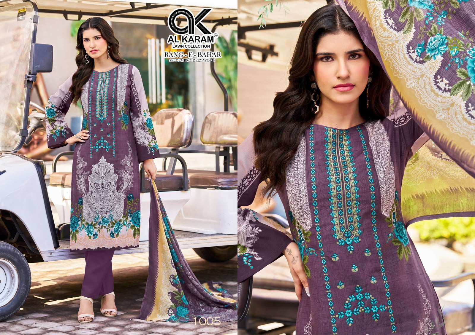 AL KARAM RANG E BAHAR COTTON DIGITAL STYLE PRINTS WITH FANCY WORK SALWAR SUIT