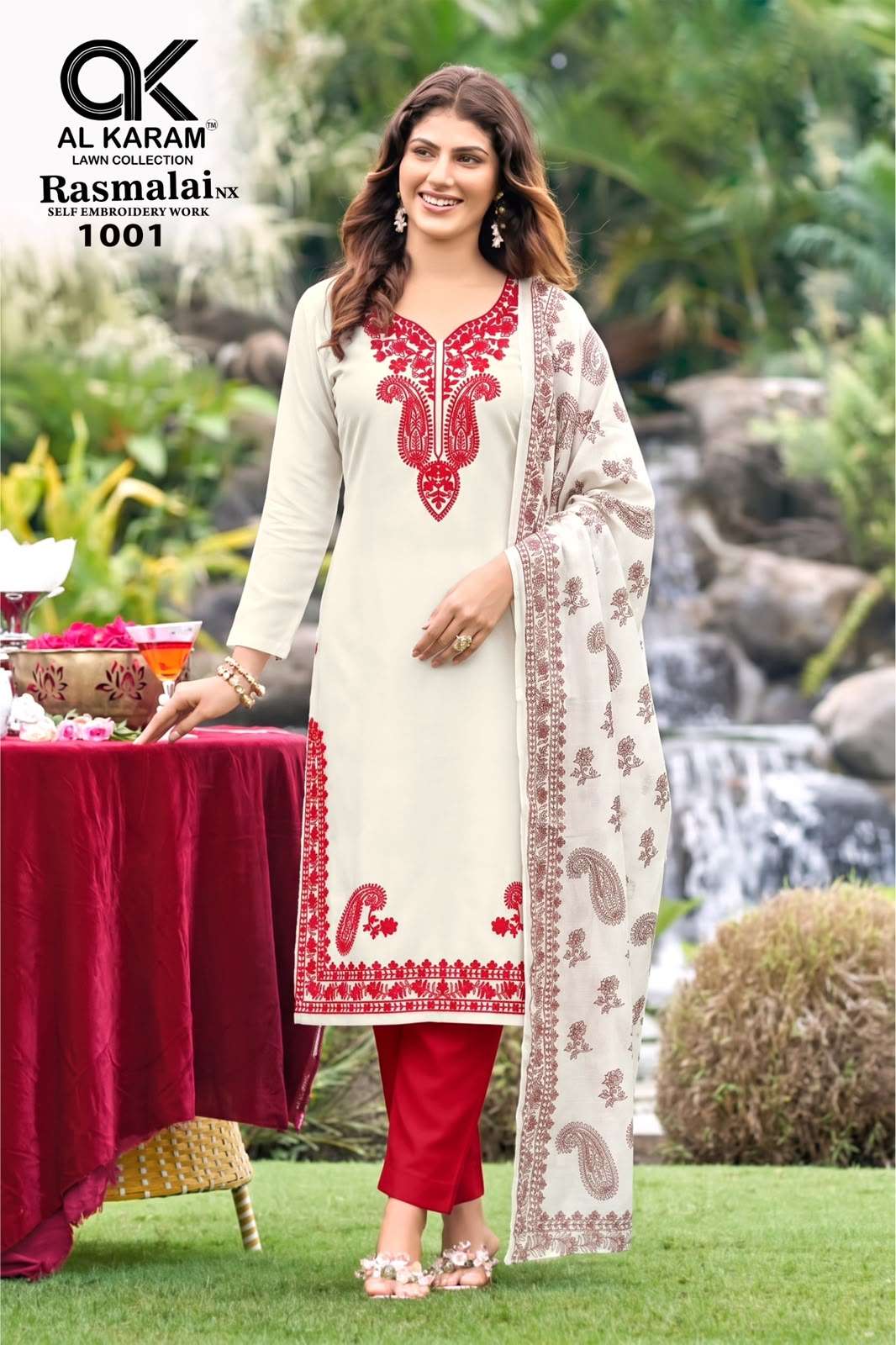 AL KARAM RASMALAI NX RAYON EMBROIDERY WORKS SUIT