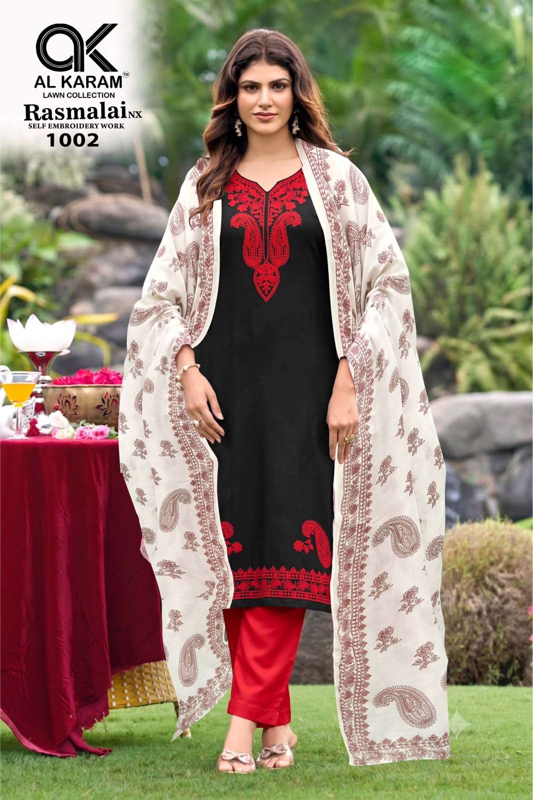 AL KARAM RASMALAI NX RAYON EMBROIDERY WORKS SUIT