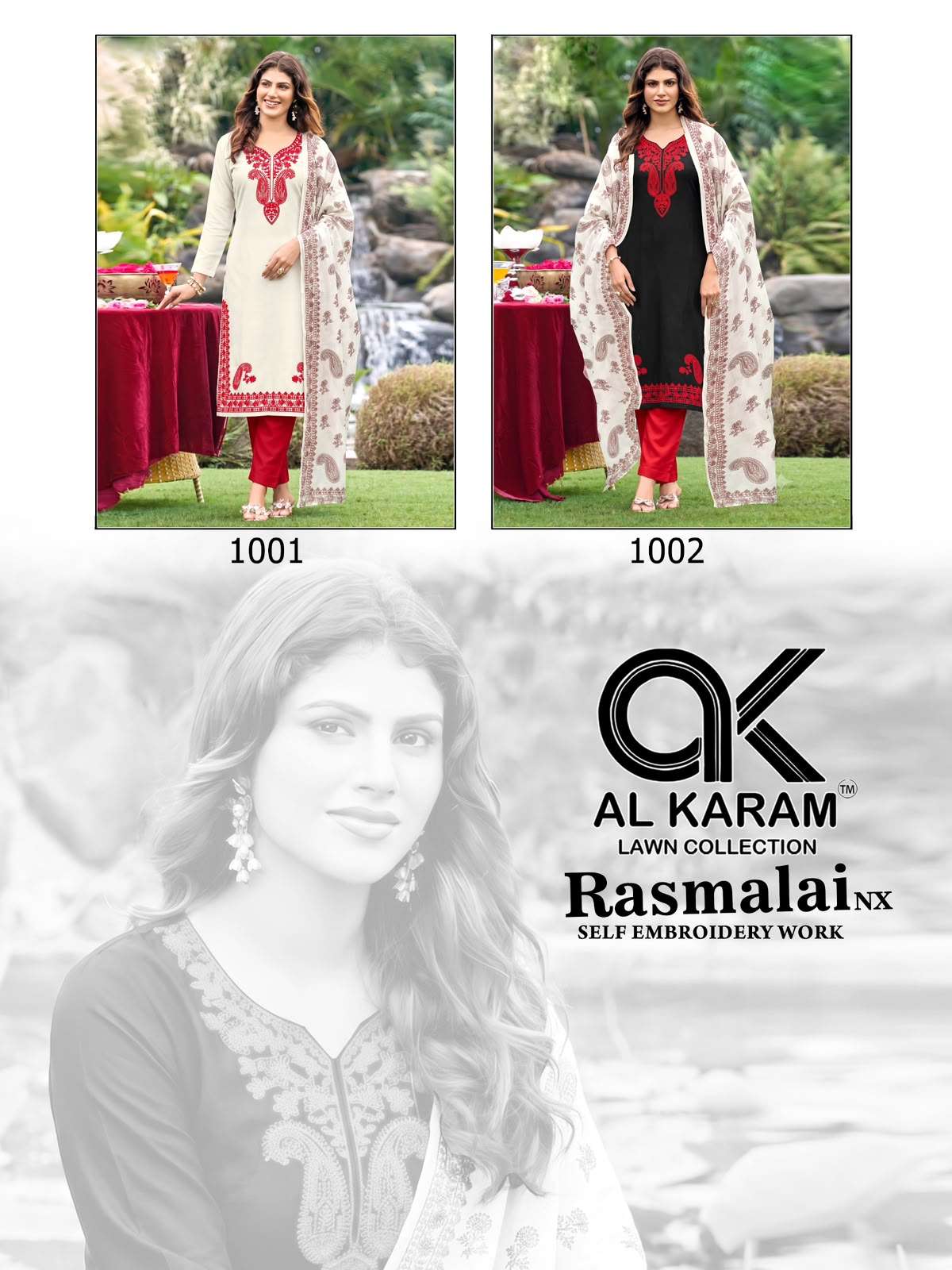 AL KARAM RASMALAI NX RAYON EMBROIDERY WORKS SUIT