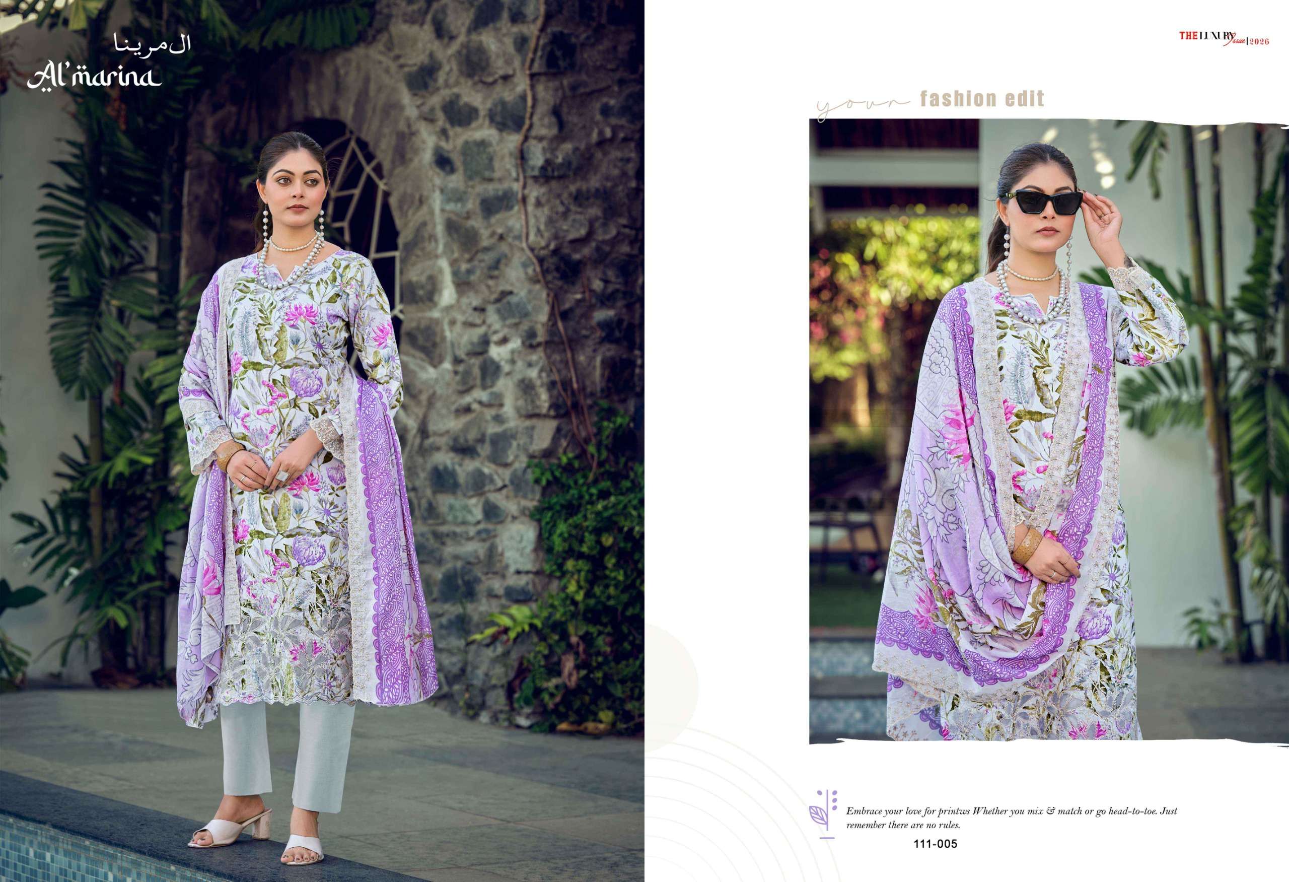 AL MARINA NADIYA COTTON DIGITAL PRINTS WITH EMBROIDERY WORK SUIT
