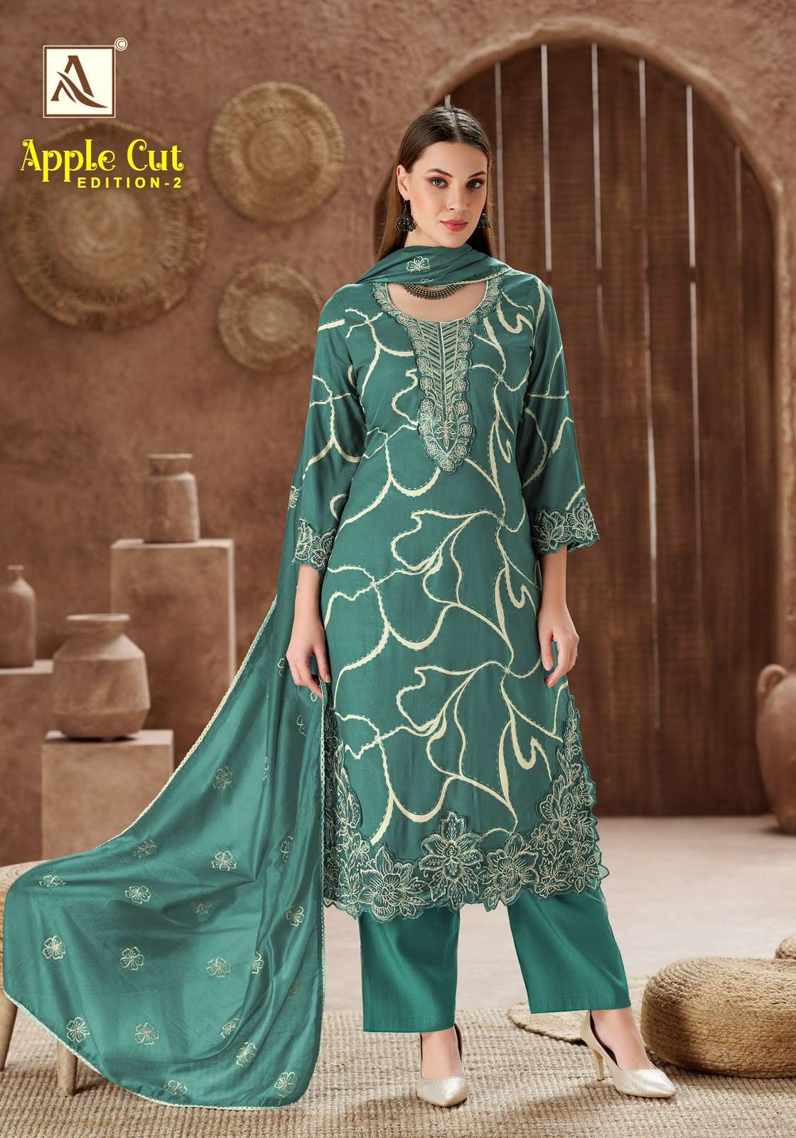 ALOK SUITS APPLE CUT EDITION 2 VISCOSE FOIL PRINT WITH FANCY EMBROIDERY WORK SUIT