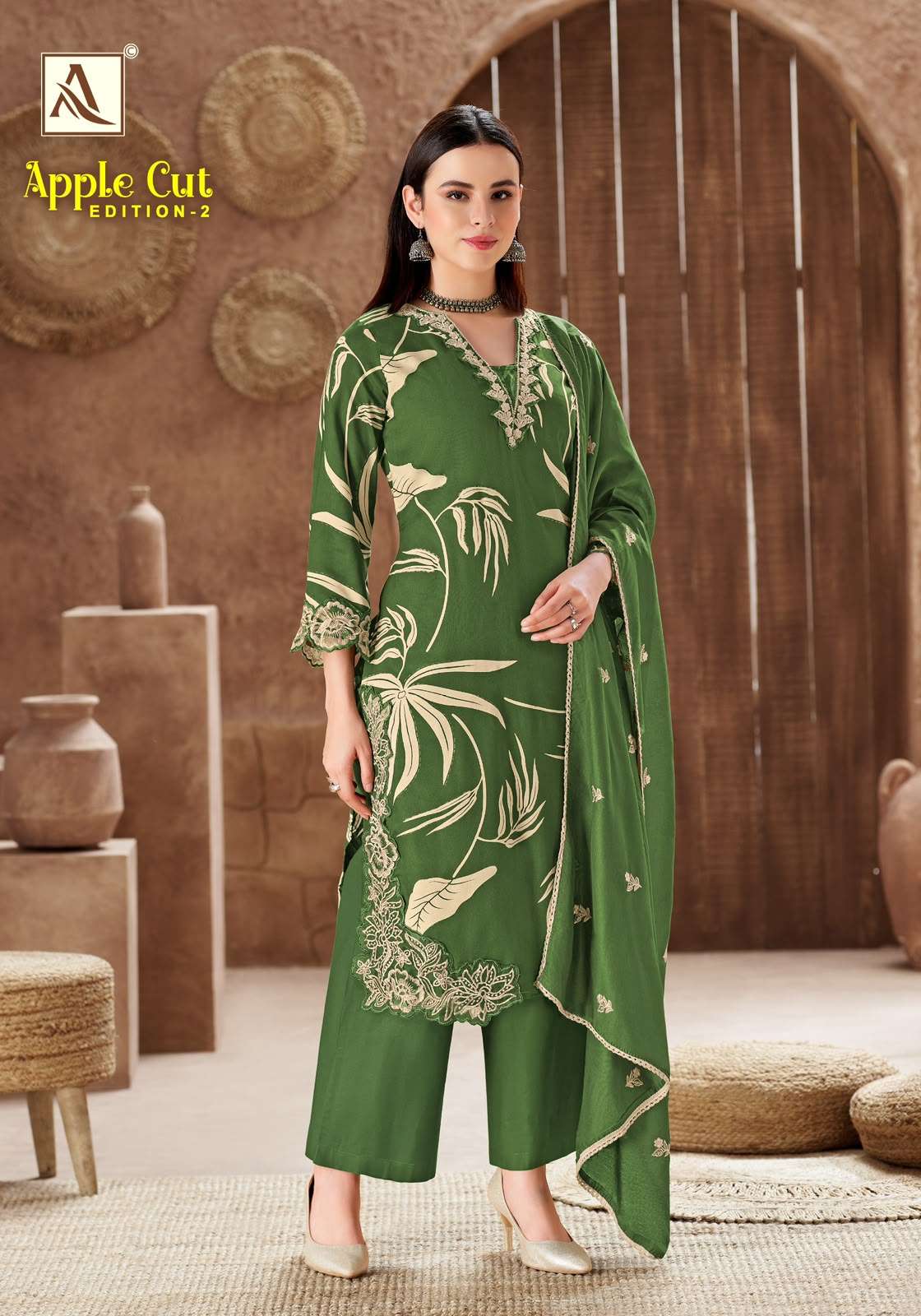 ALOK SUITS APPLE CUT EDITION 2 VISCOSE FOIL PRINT WITH FANCY EMBROIDERY WORK SUIT