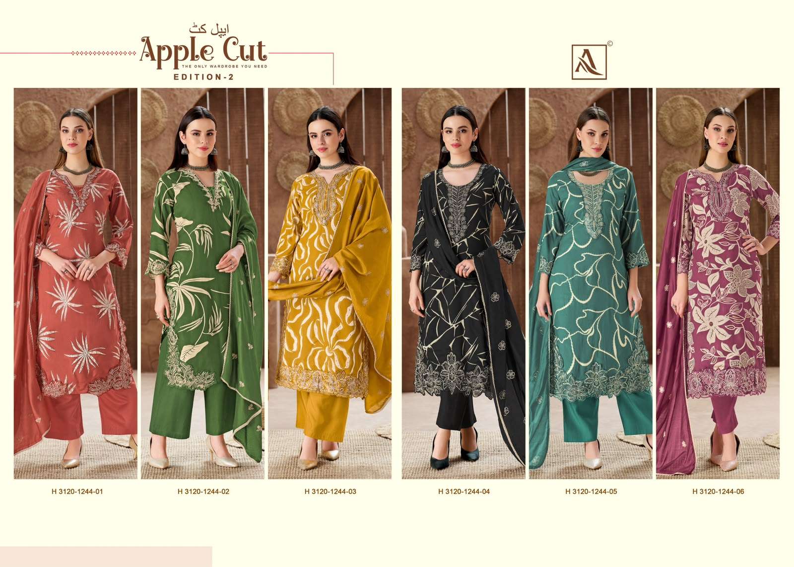 ALOK SUITS APPLE CUT EDITION 2 VISCOSE FOIL PRINT WITH FANCY EMBROIDERY WORK SUIT