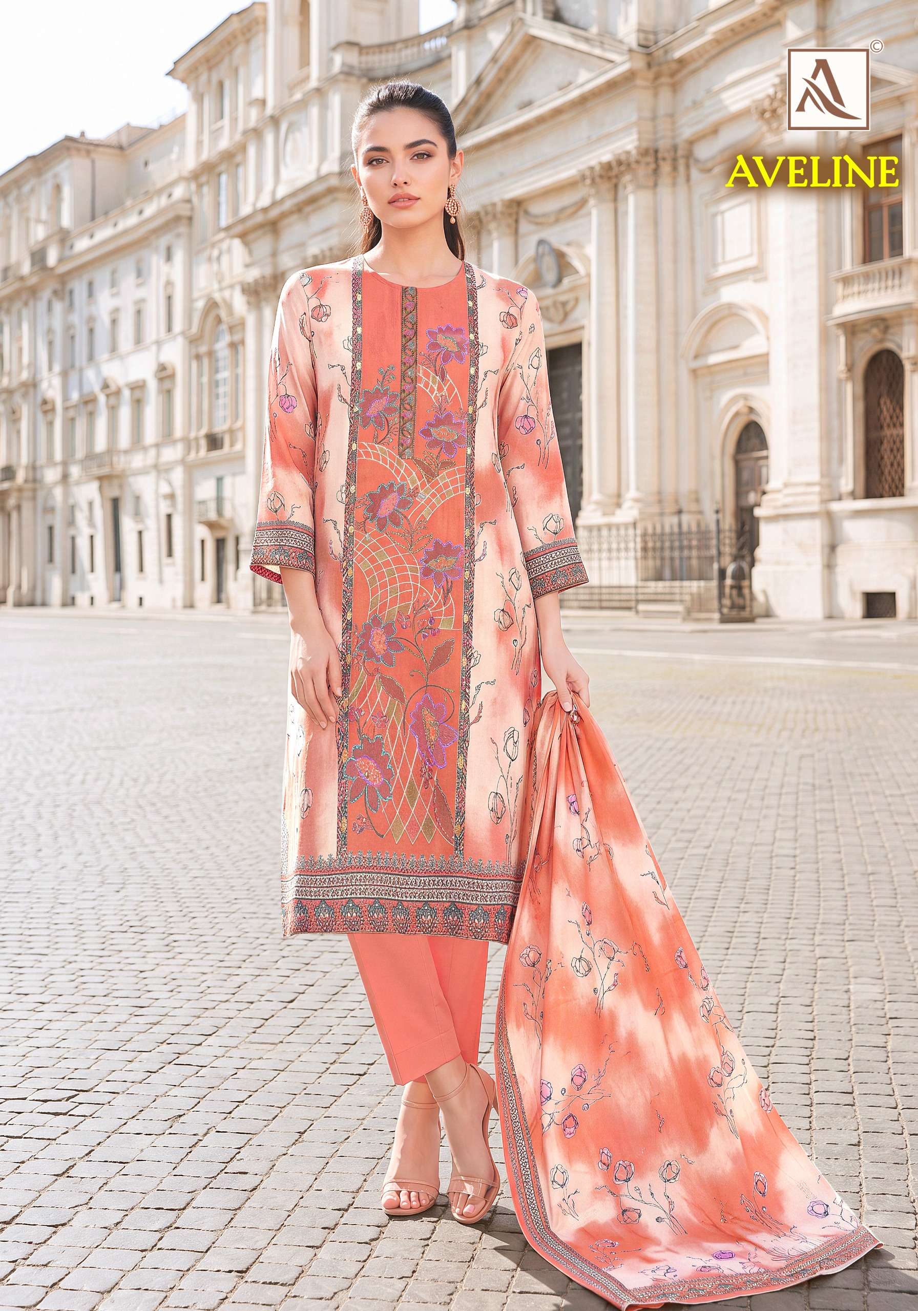 ALOK SUITS AVELINE VISCOSE DIGITAL PRINT WITH DESIGNER WORK SUIT