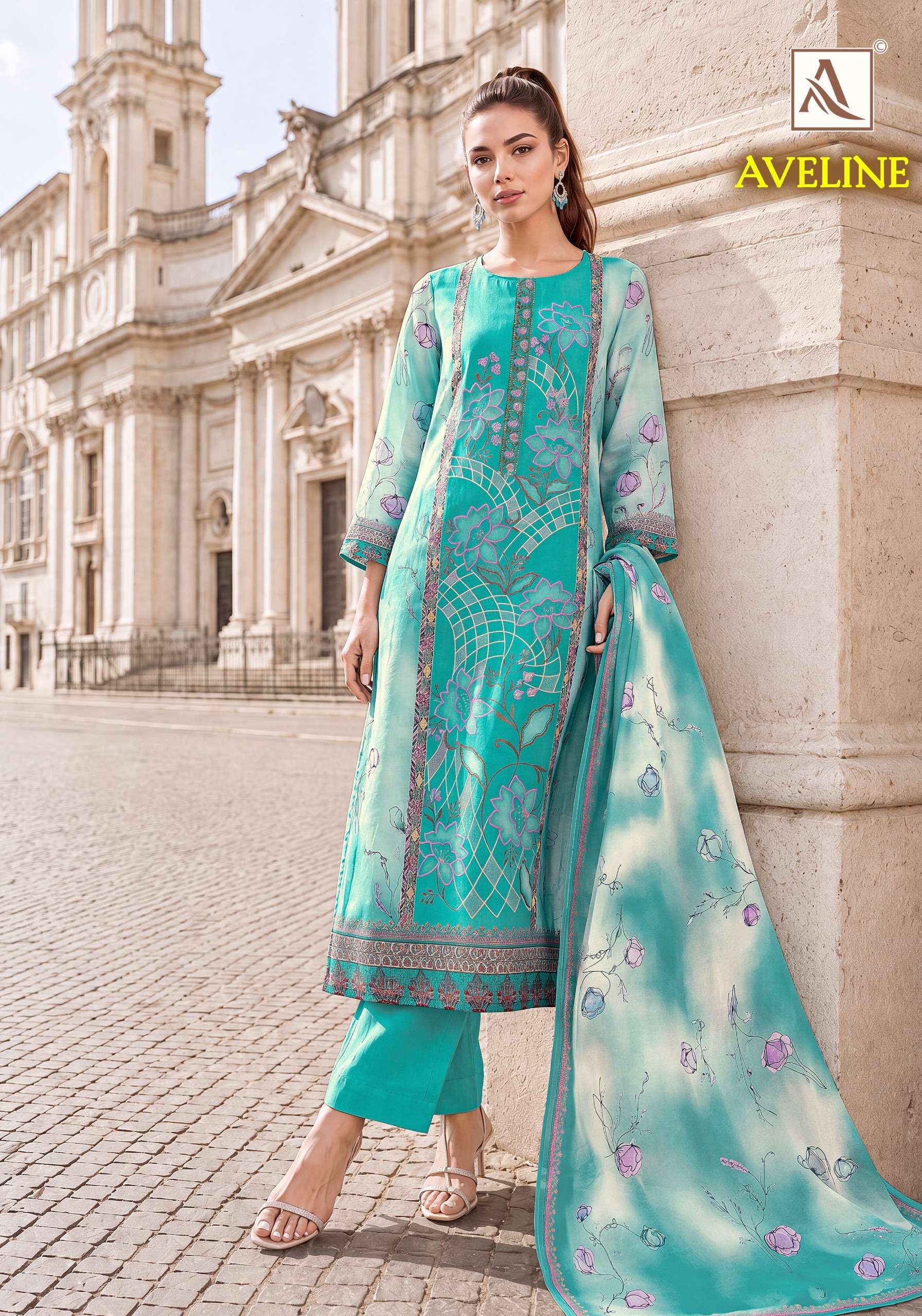 ALOK SUITS AVELINE VISCOSE DIGITAL PRINT WITH DESIGNER WORK SUIT