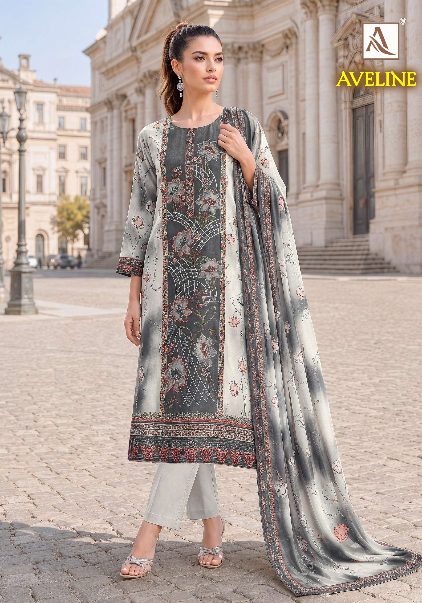 ALOK SUITS AVELINE VISCOSE DIGITAL PRINT WITH DESIGNER WORK SUIT