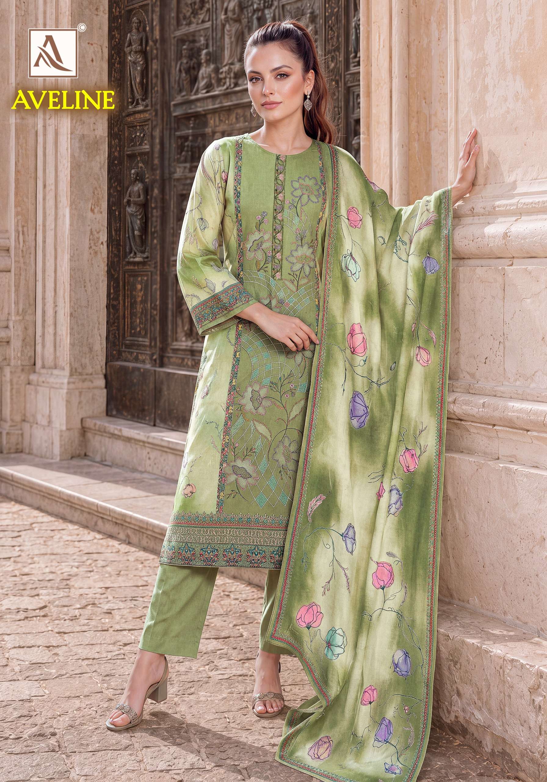 ALOK SUITS AVELINE VISCOSE DIGITAL PRINT WITH DESIGNER WORK SUIT